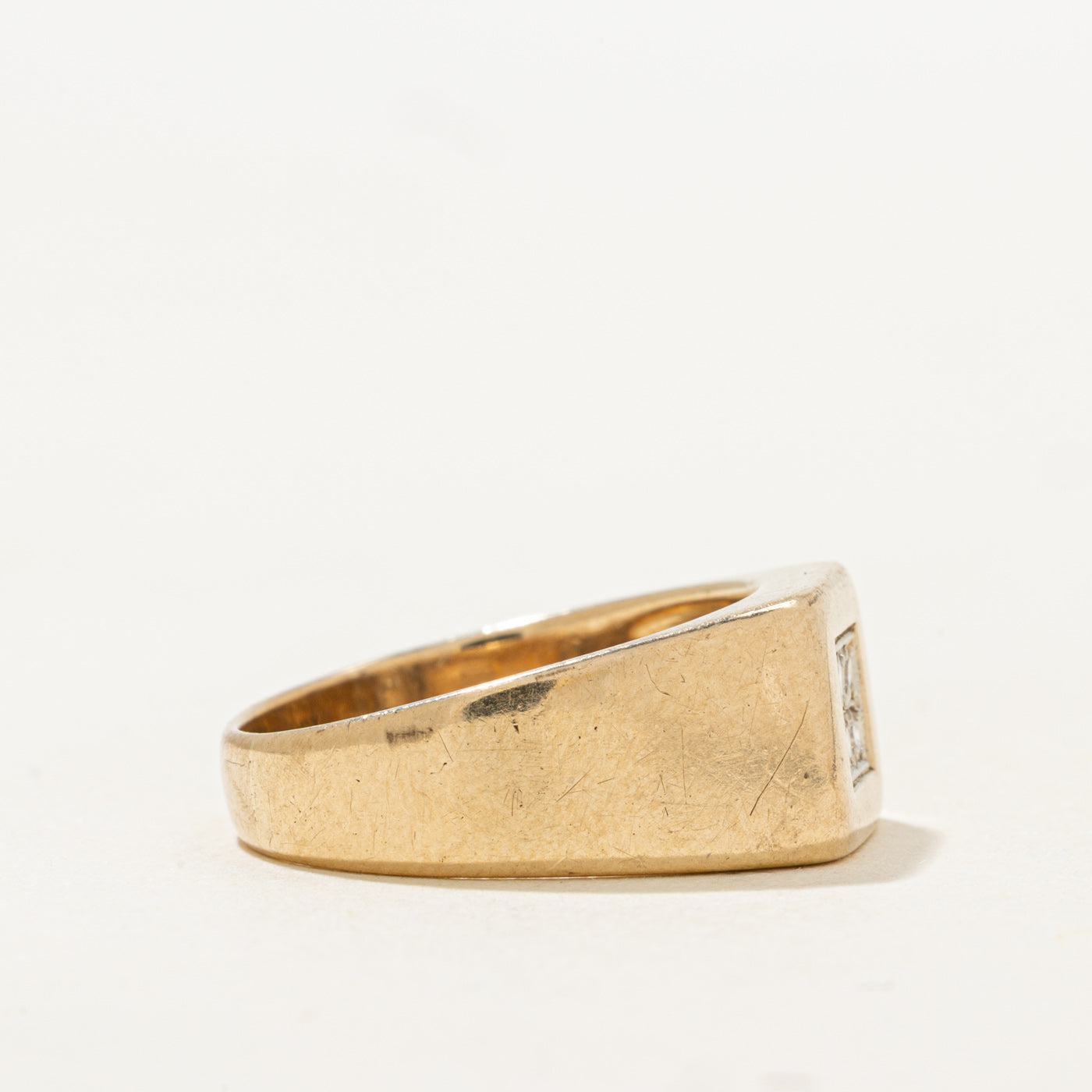 Four Stone Diamond Grid Signet Ring | 0.08ctw | SZ 6.25