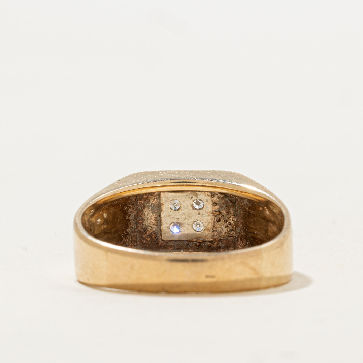 Four Stone Diamond Grid Signet Ring | 0.08ctw | SZ 6.25