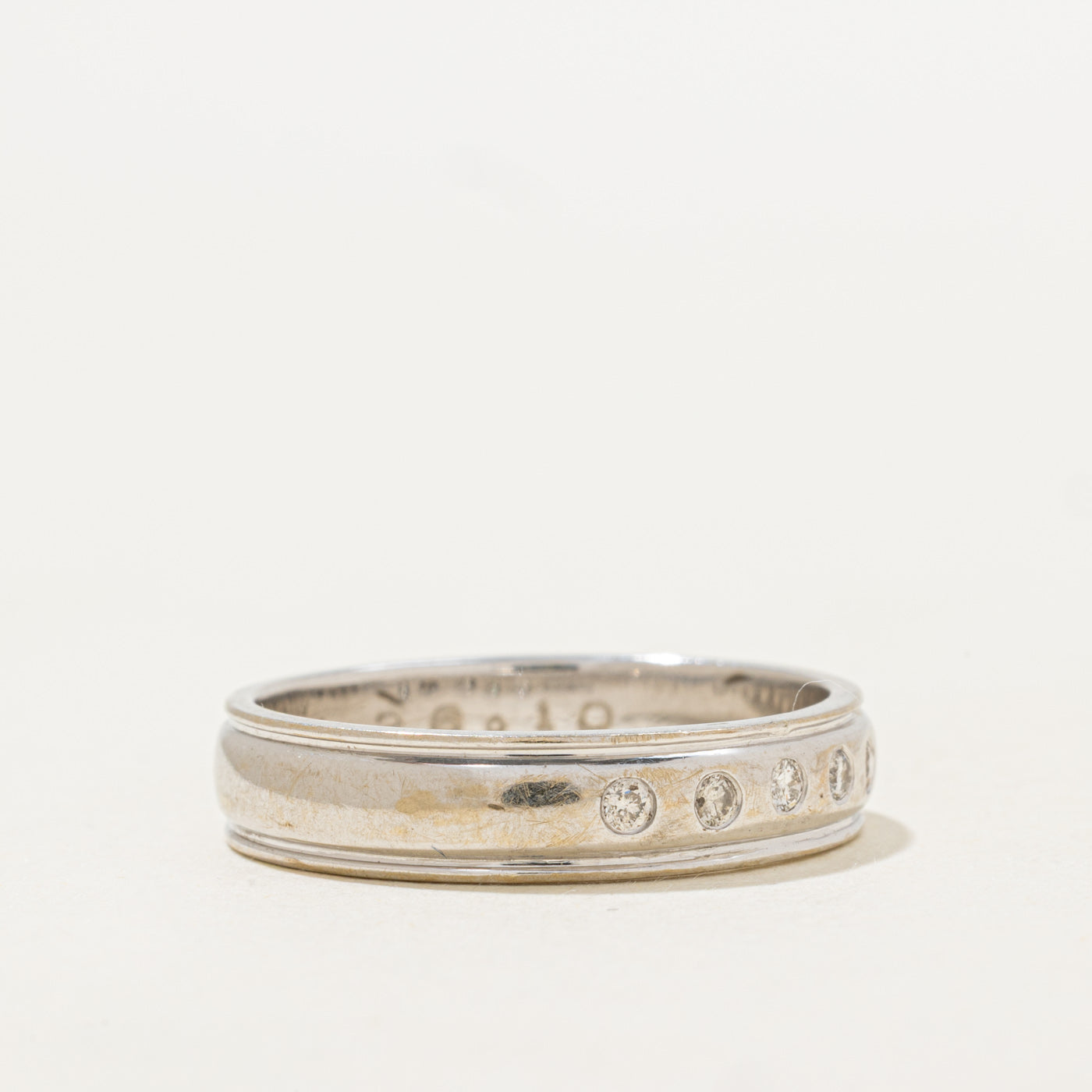 18k Flush Set Five Stone Diamond Band | 0.10ctw | 4.80mm | SZ 9.5