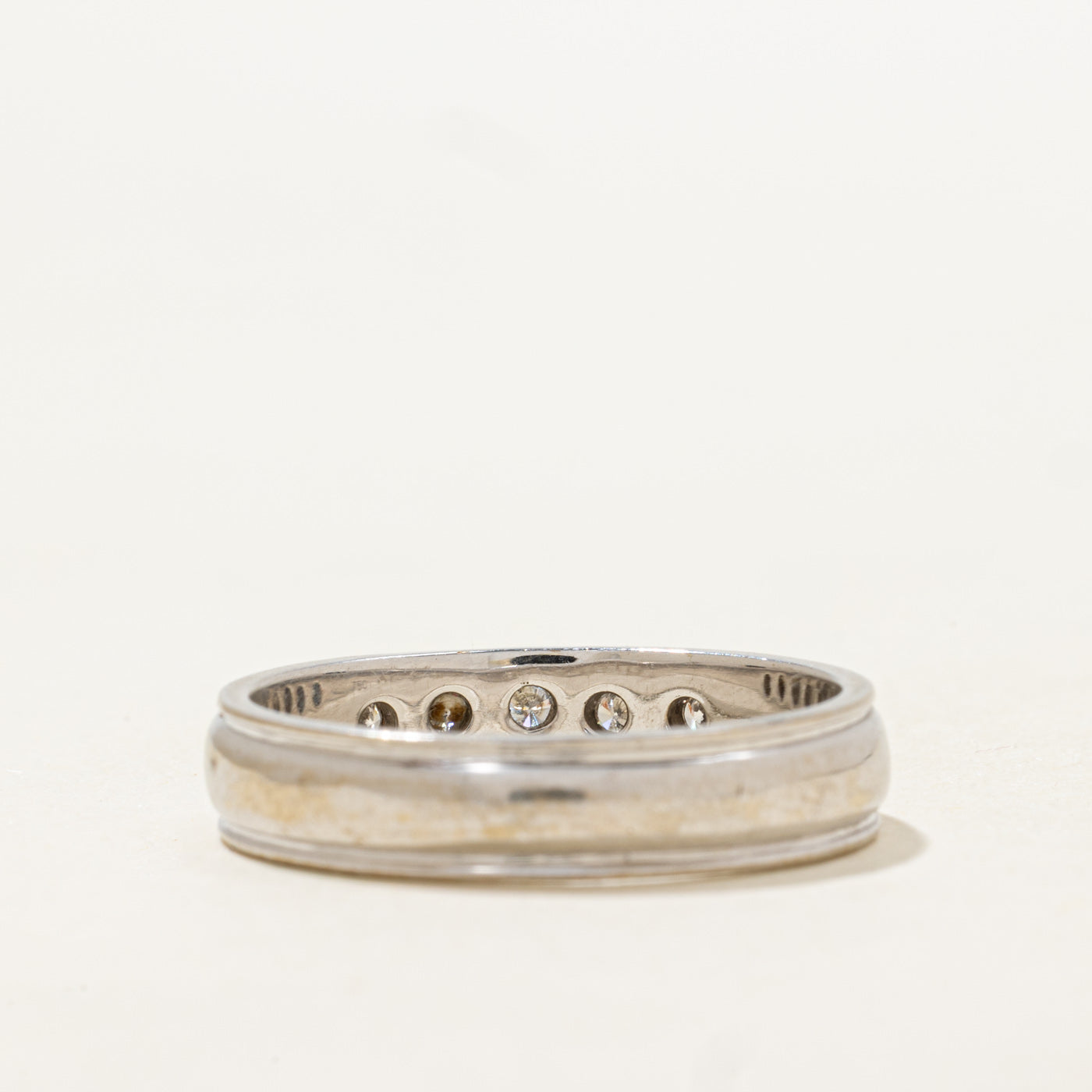 18k Flush Set Five Stone Diamond Band | 0.10ctw | 4.80mm | SZ 9.5