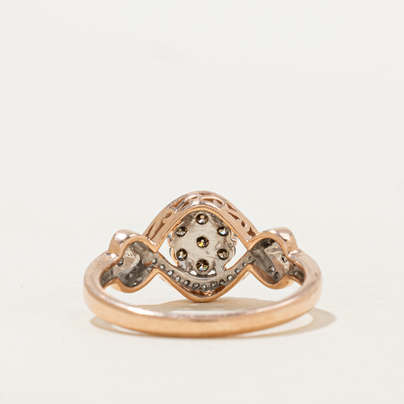 Brown & White Diamond Cluster Cross Over Ring | 0.50ctw | SZ 7