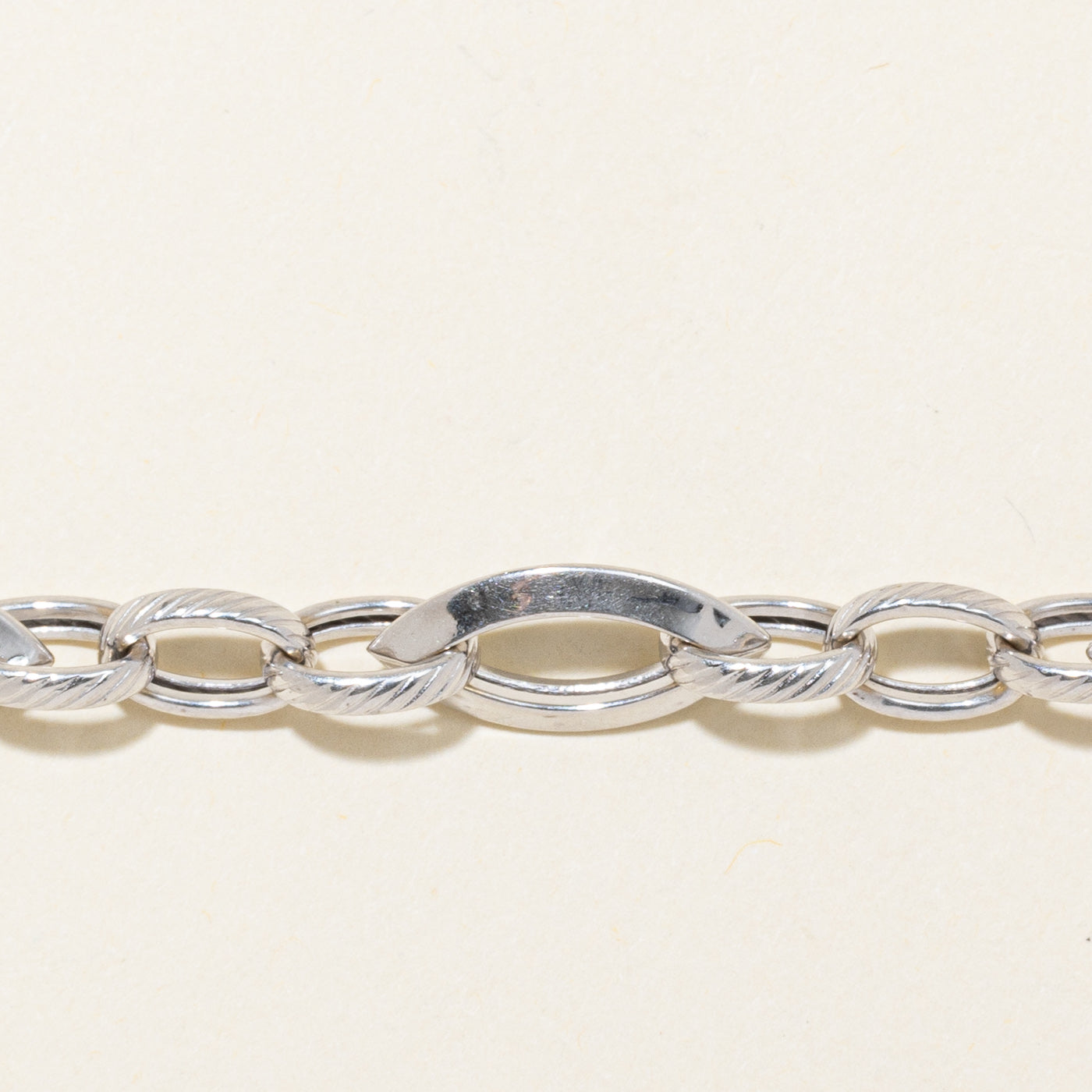 14k White Gold Multi-Sized Oval Cable Link Bracelet | 8" |