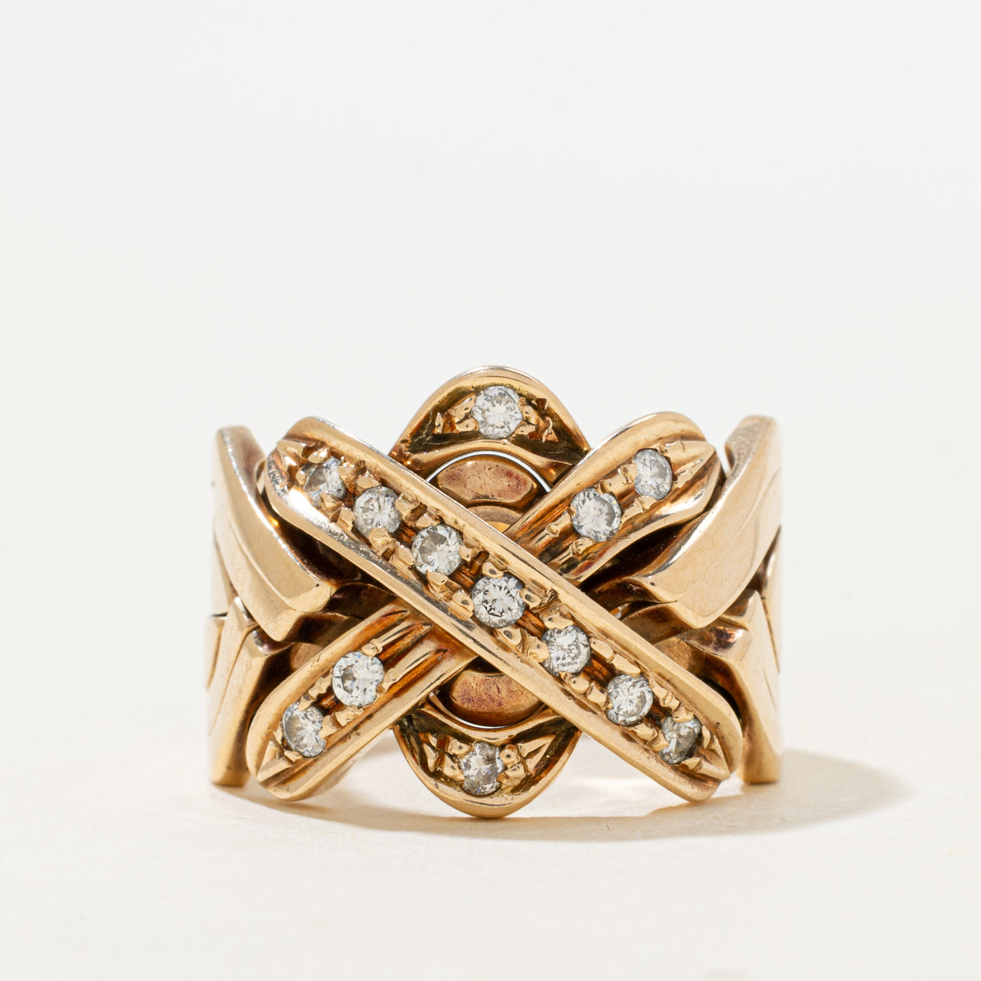 Yellow Gold Diamond Puzzle Ring | 0.40ctw | SZ 9.25