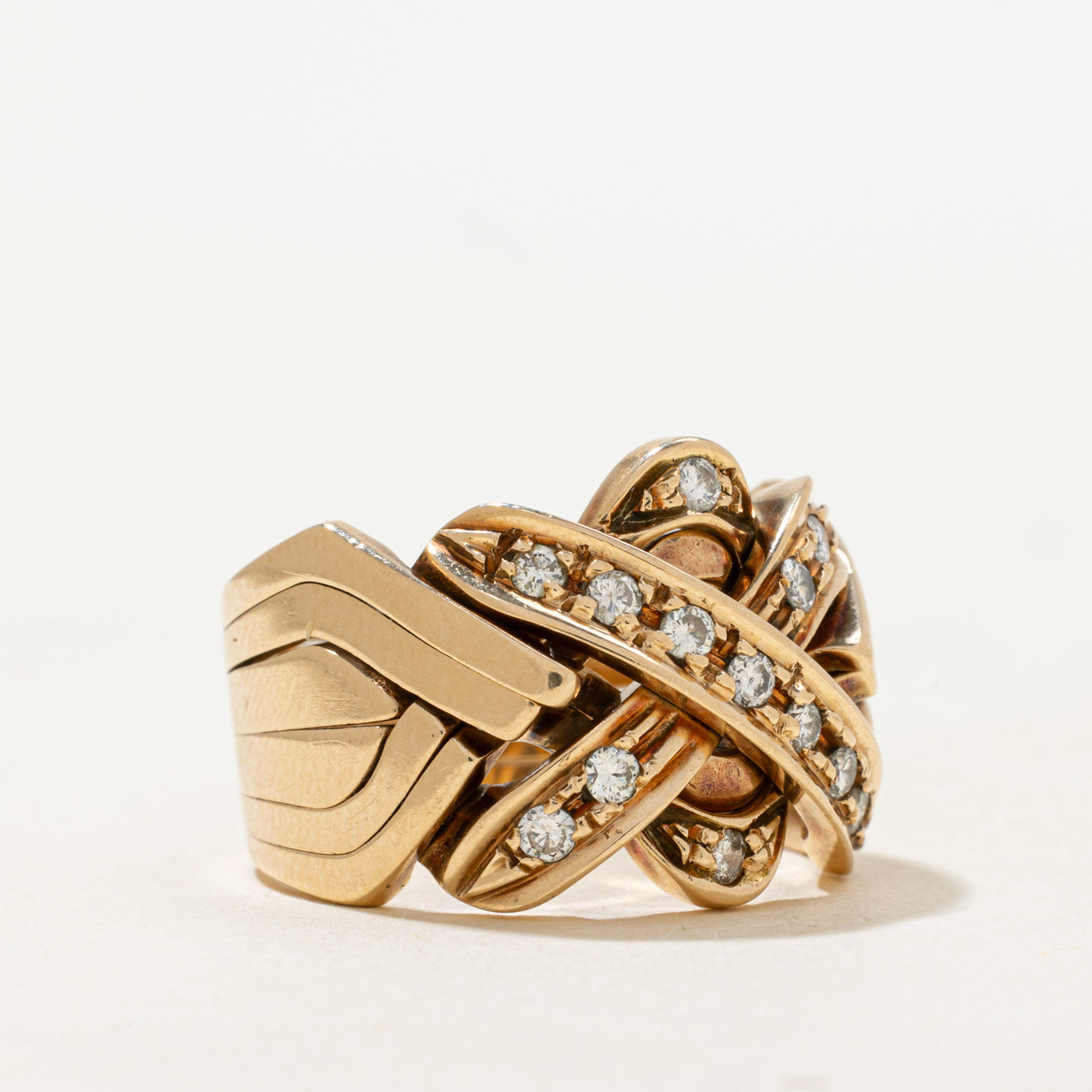 Yellow Gold Diamond Puzzle Ring | 0.40ctw | SZ 9.25