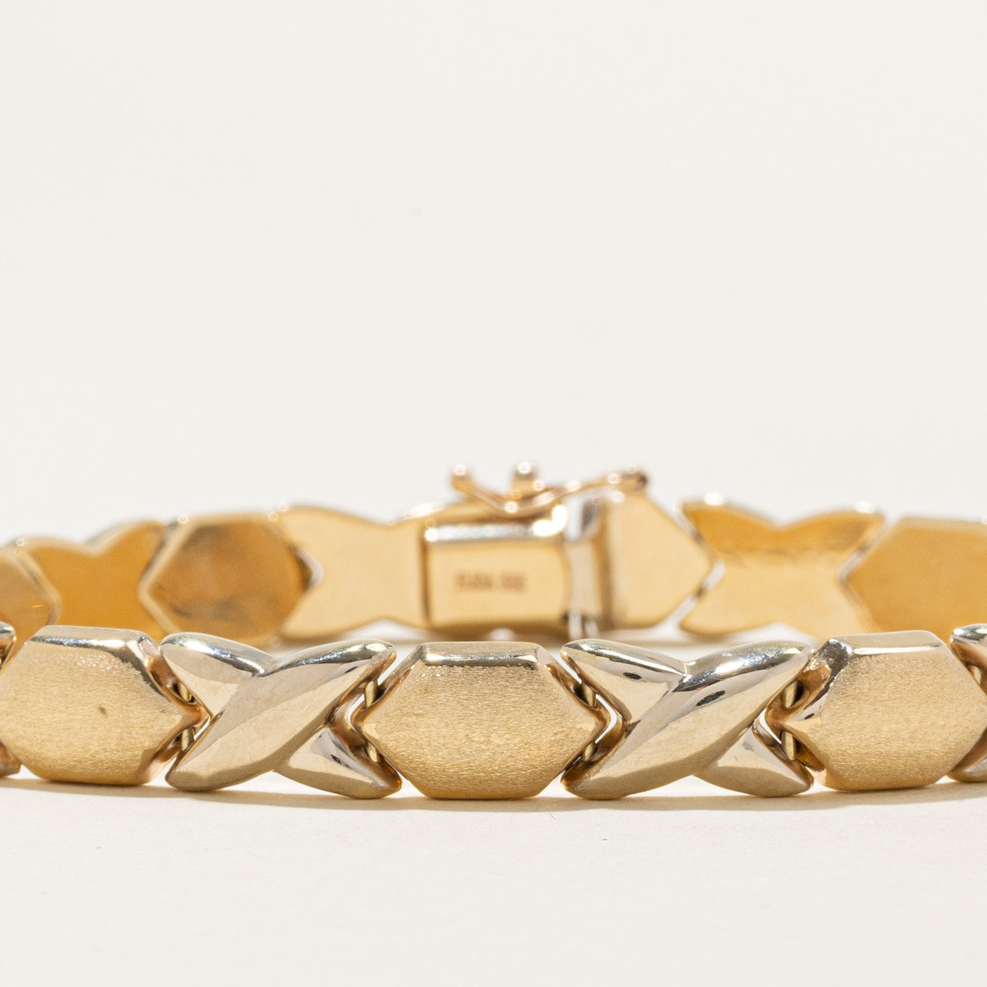 Two Tone Gold "XO" Chain Bracelet | 7" |