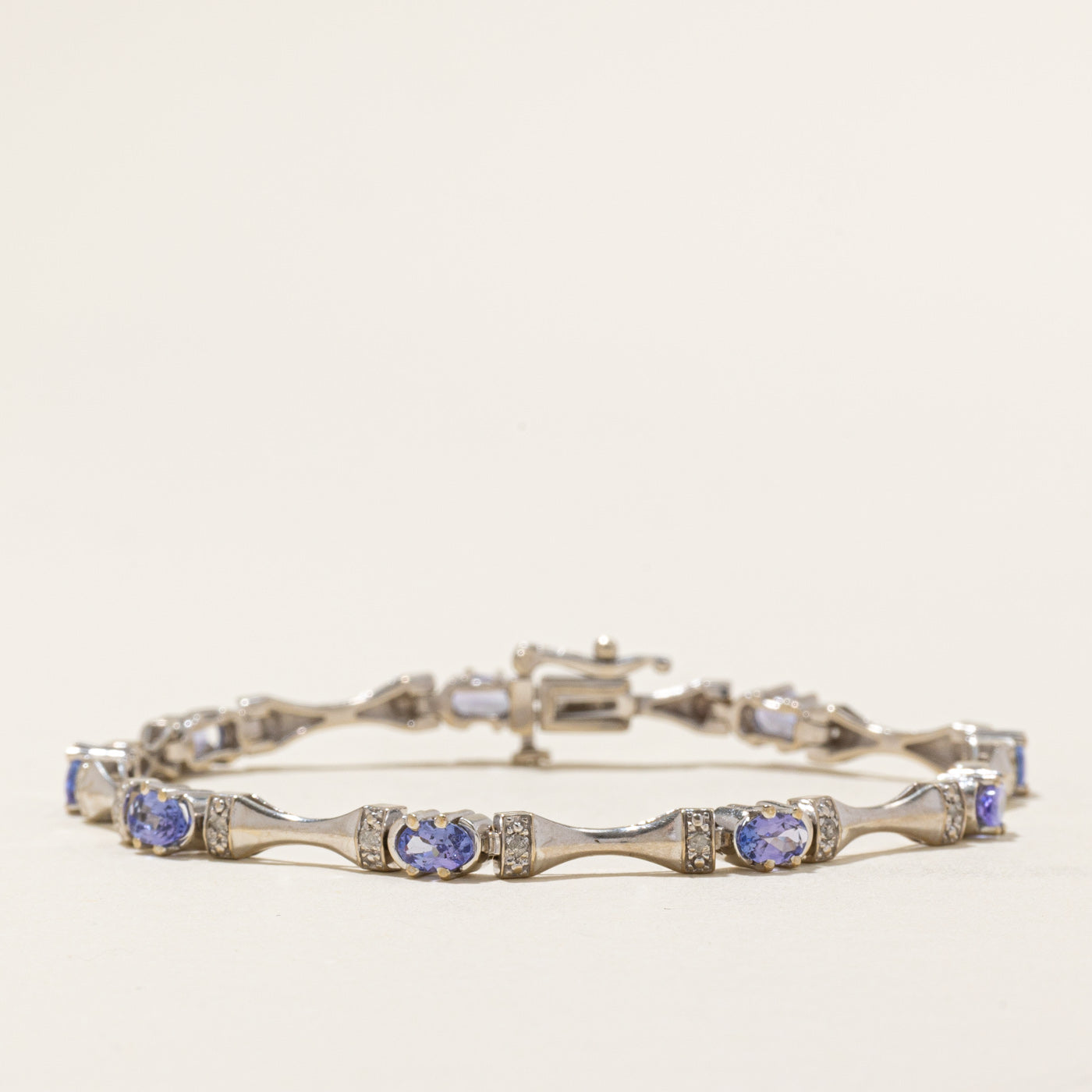 14k White Gold Tanzanite & Diamond Tennis Bracelet | 2.25ctw, 0.09ctw | 7" |