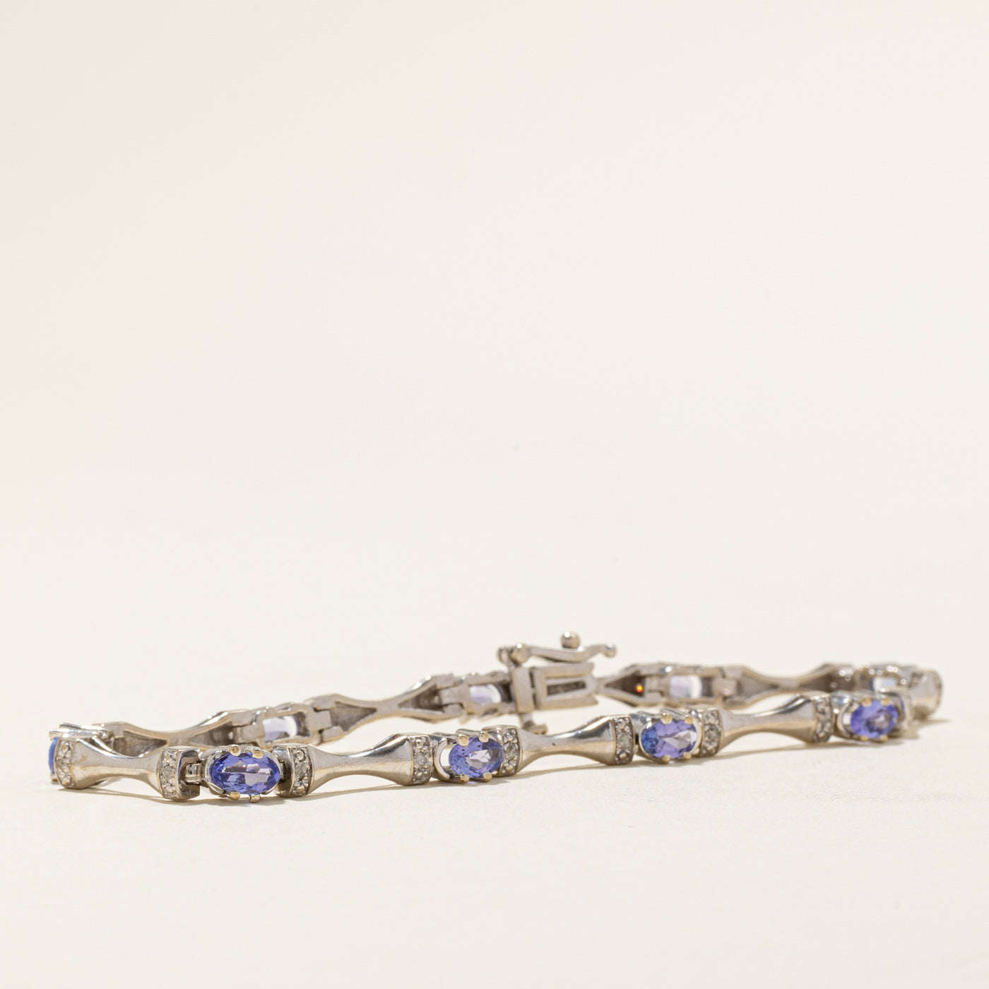 14k White Gold Tanzanite & Diamond Tennis Bracelet | 2.25ctw, 0.09ctw | 7" |