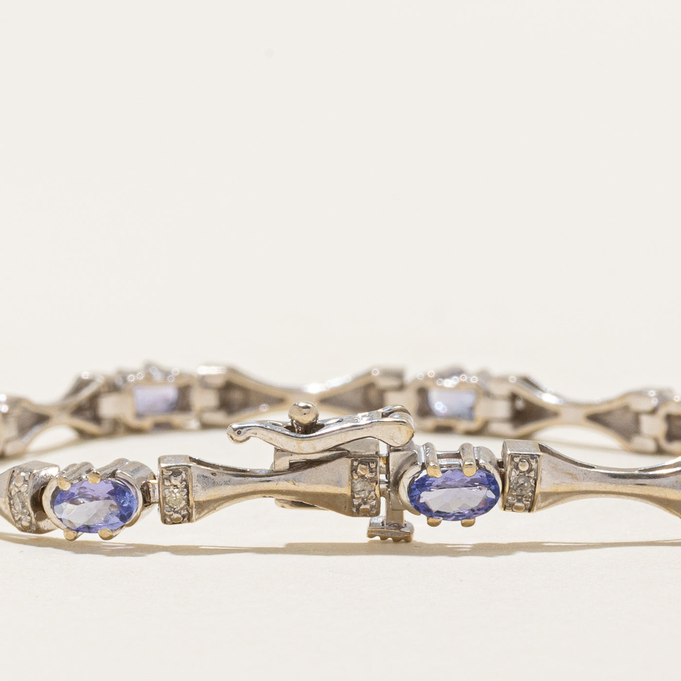 14k White Gold Tanzanite & Diamond Tennis Bracelet | 2.25ctw, 0.09ctw | 7" |