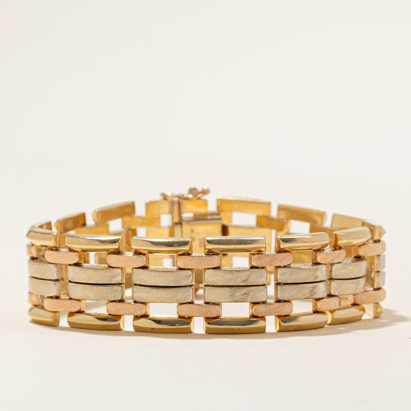 Tri Tone Gold Panther Chain Bracelet | 7.5" |