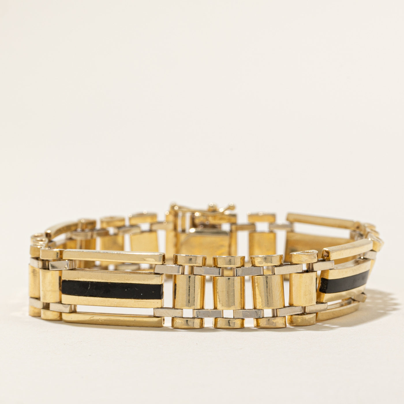 Black Onyx Watch Strap Style Link Bracelet | 2.80ctw | 7.5"