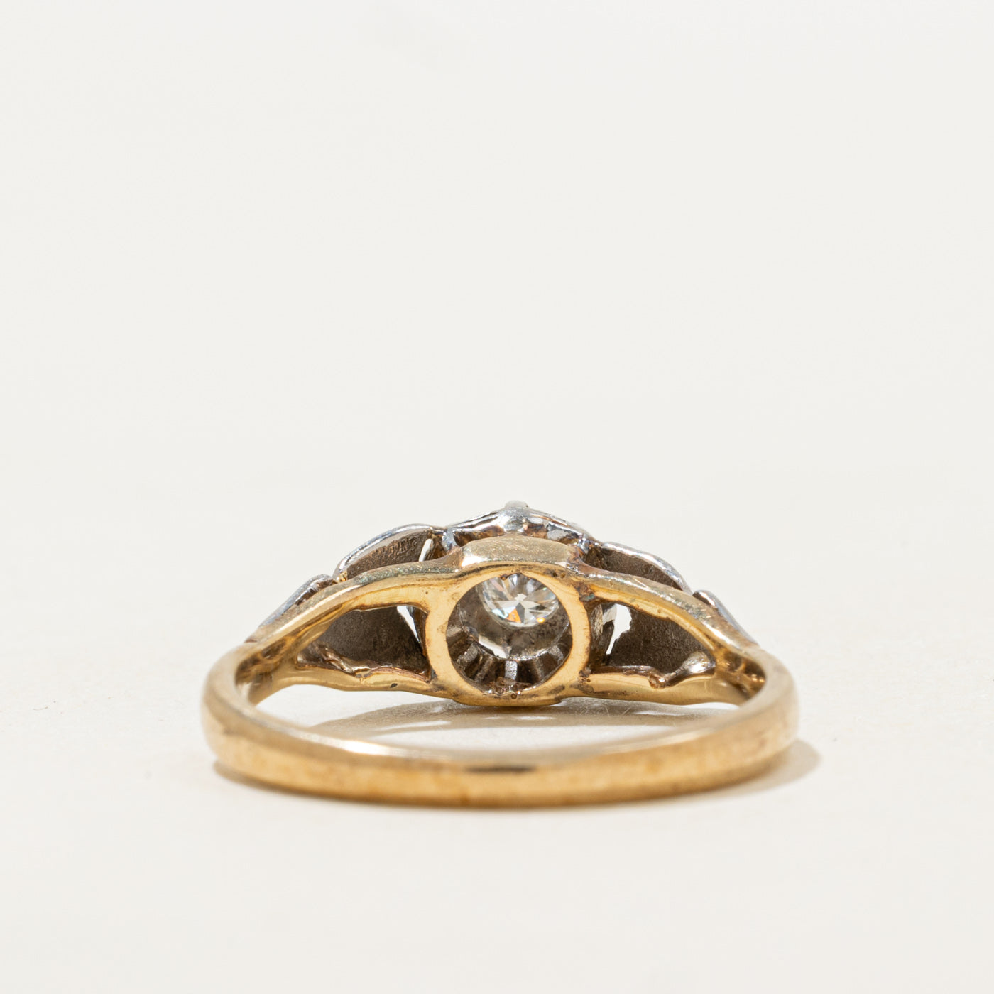 Two Tone Diamond Engraved Ring | 0.14ct | SZ 6.25