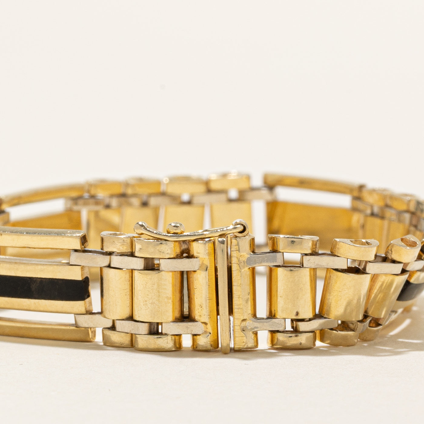 Black Onyx Watch Strap Style Link Bracelet | 2.80ctw | 7.5"