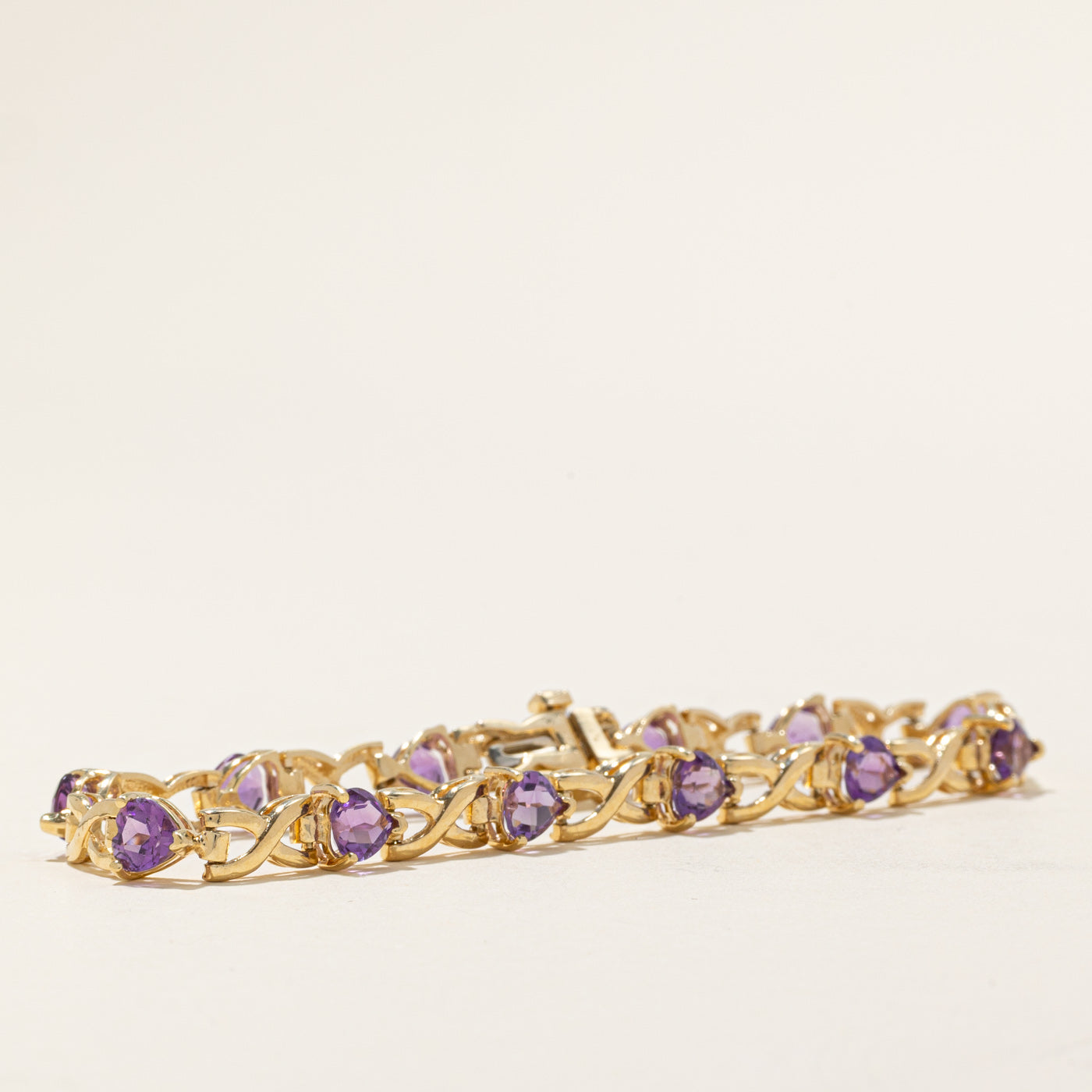 Amethyst Heart Cut Infinity Bracelet | 4.80ctw | 7.5"