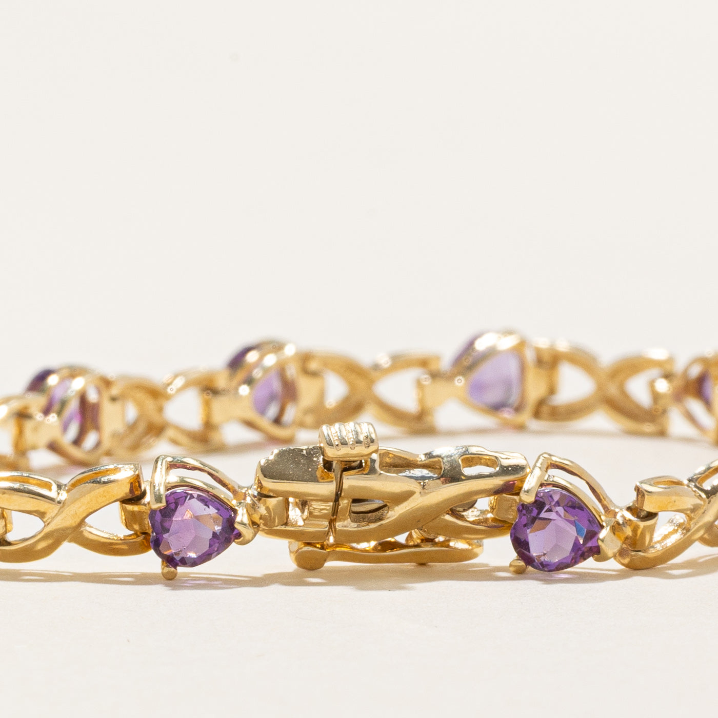Amethyst Heart Cut Infinity Bracelet | 4.80ctw | 7.5"