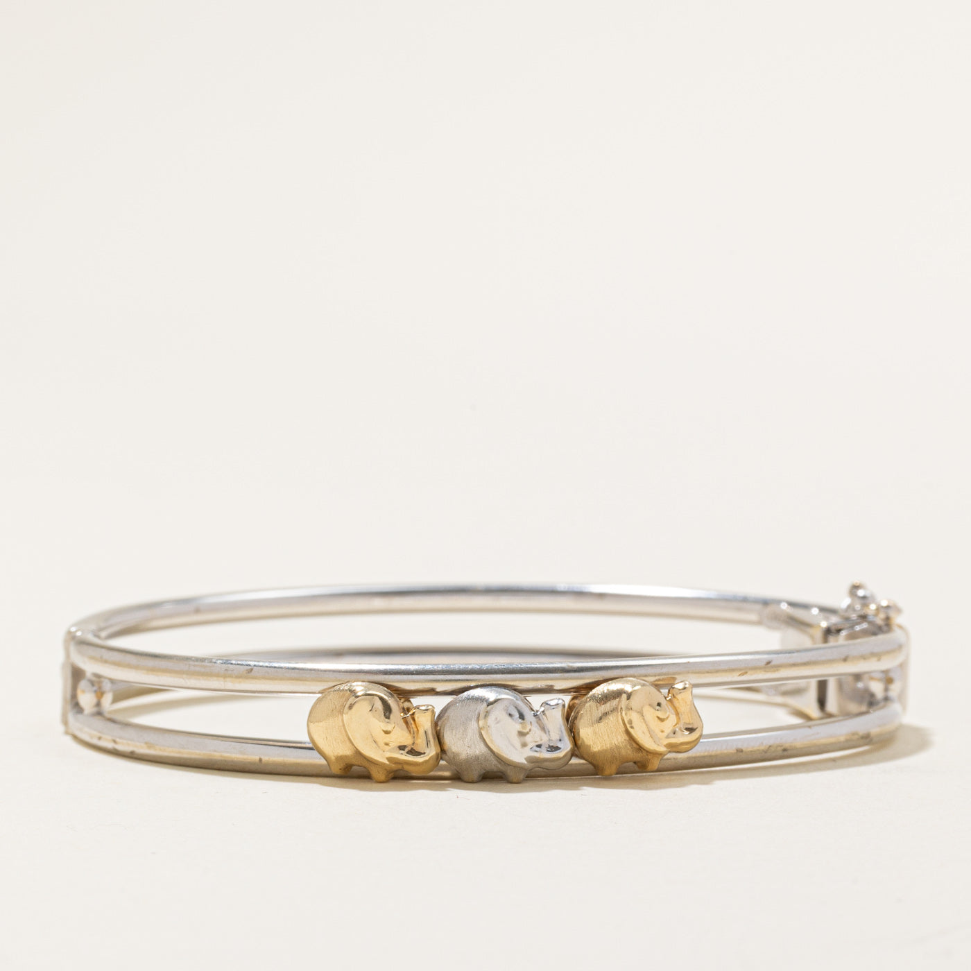 Two Tone Gold Sliding Elephant Bracelet | 8" |
