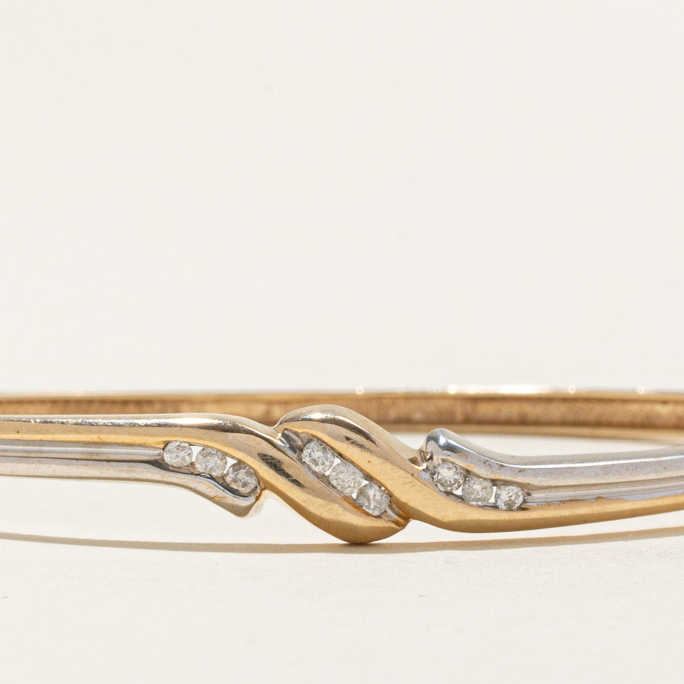 Two Tone Gold Diamond Bypass Bangle | 0.27ctw | 6.5" |