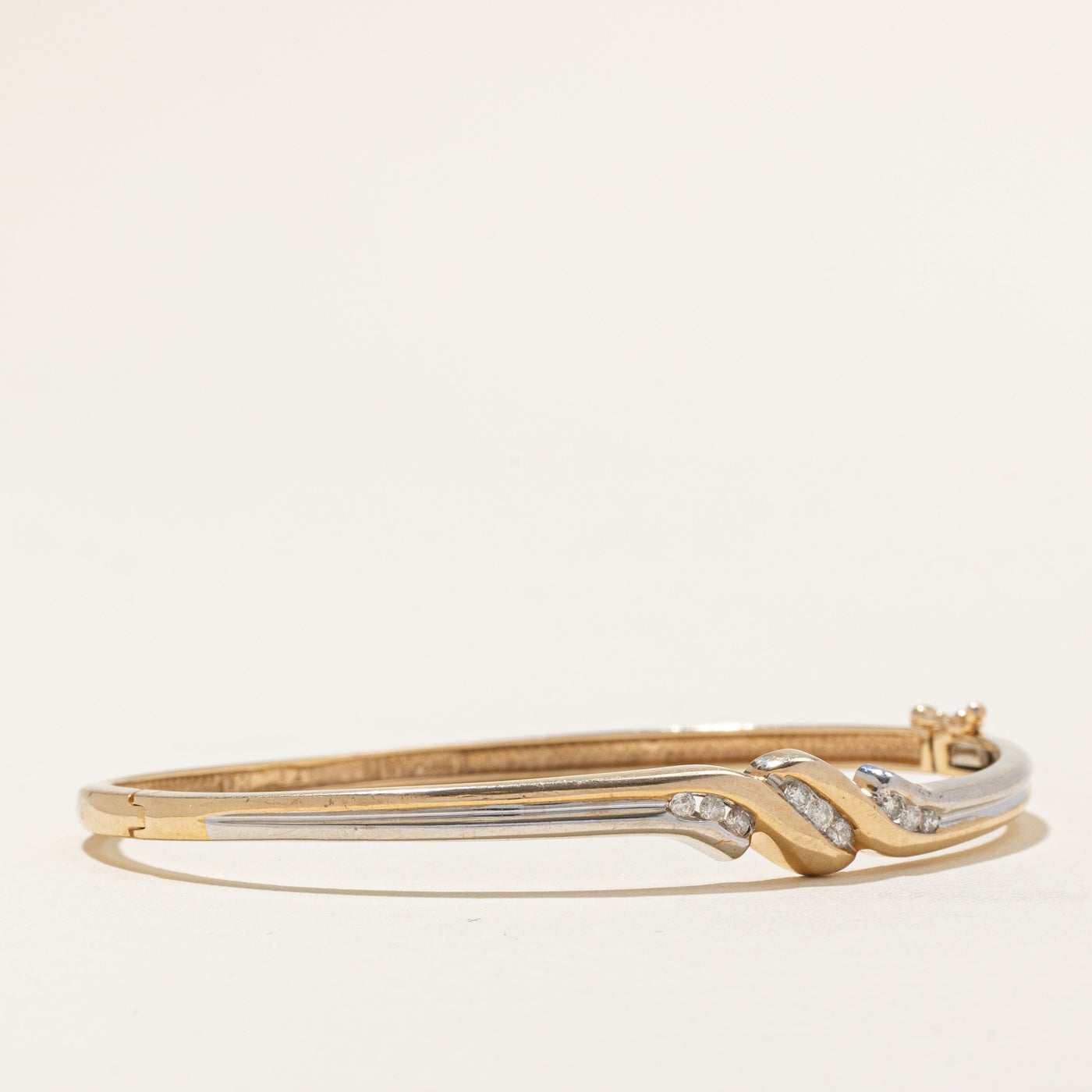 Two Tone Gold Diamond Bypass Bangle | 0.27ctw | 6.5" |