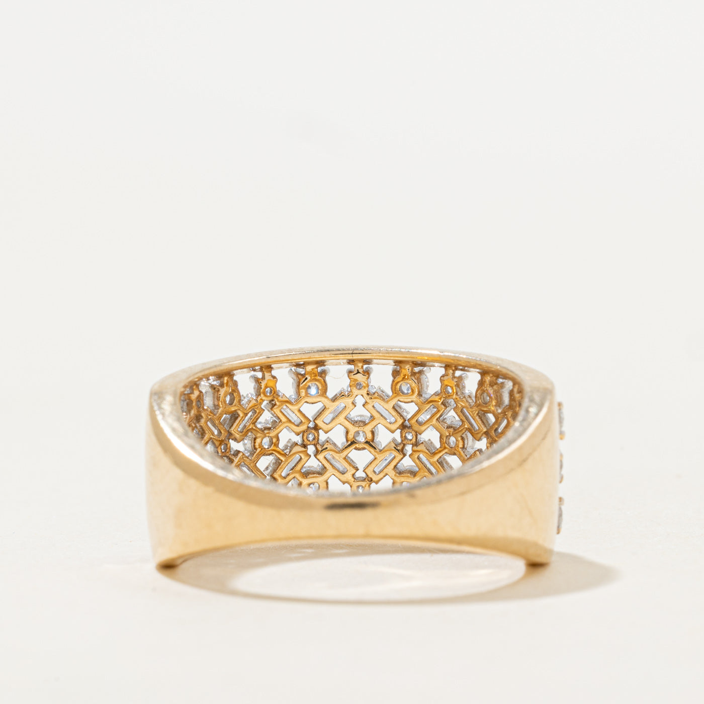 Bague ajourée sertie de diamants taille mixte | 0,97 ct au total | Taille 7,5