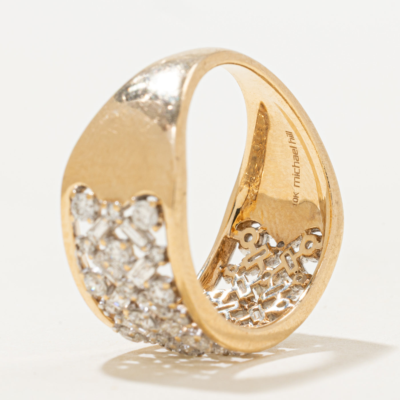 Bague ajourée sertie de diamants taille mixte | 0,97 ct au total | Taille 7,5
