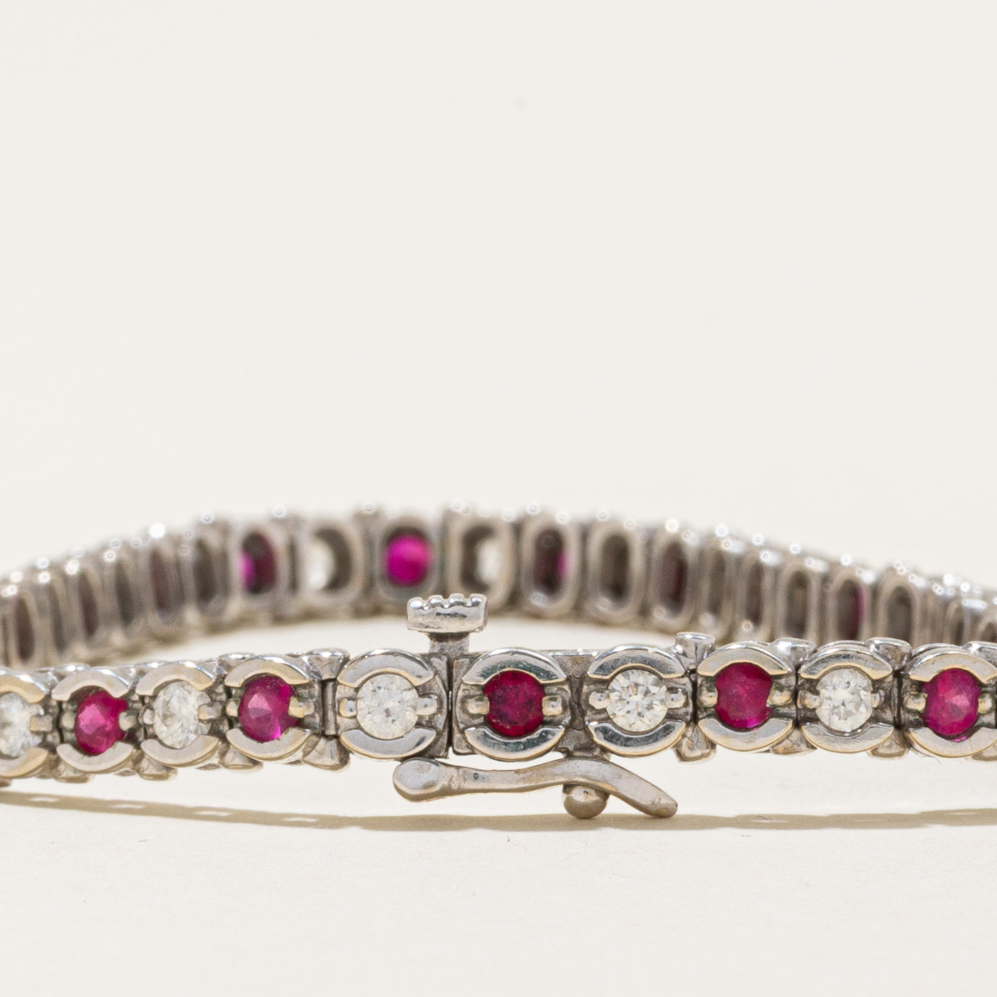 Semi Bezel Ruby & Diamond Tennis Bracelet | 1.61 ctw, 1.38 ctw | 7''|