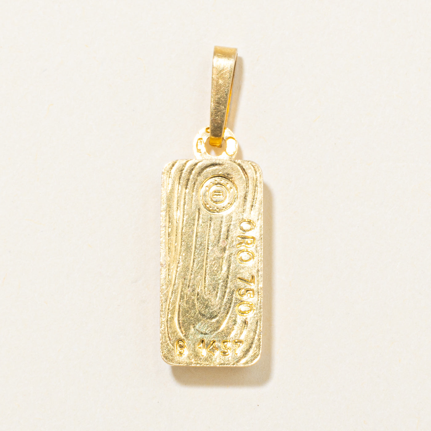 Vintage Italian 18k Yellow Gold Bar Pendant
