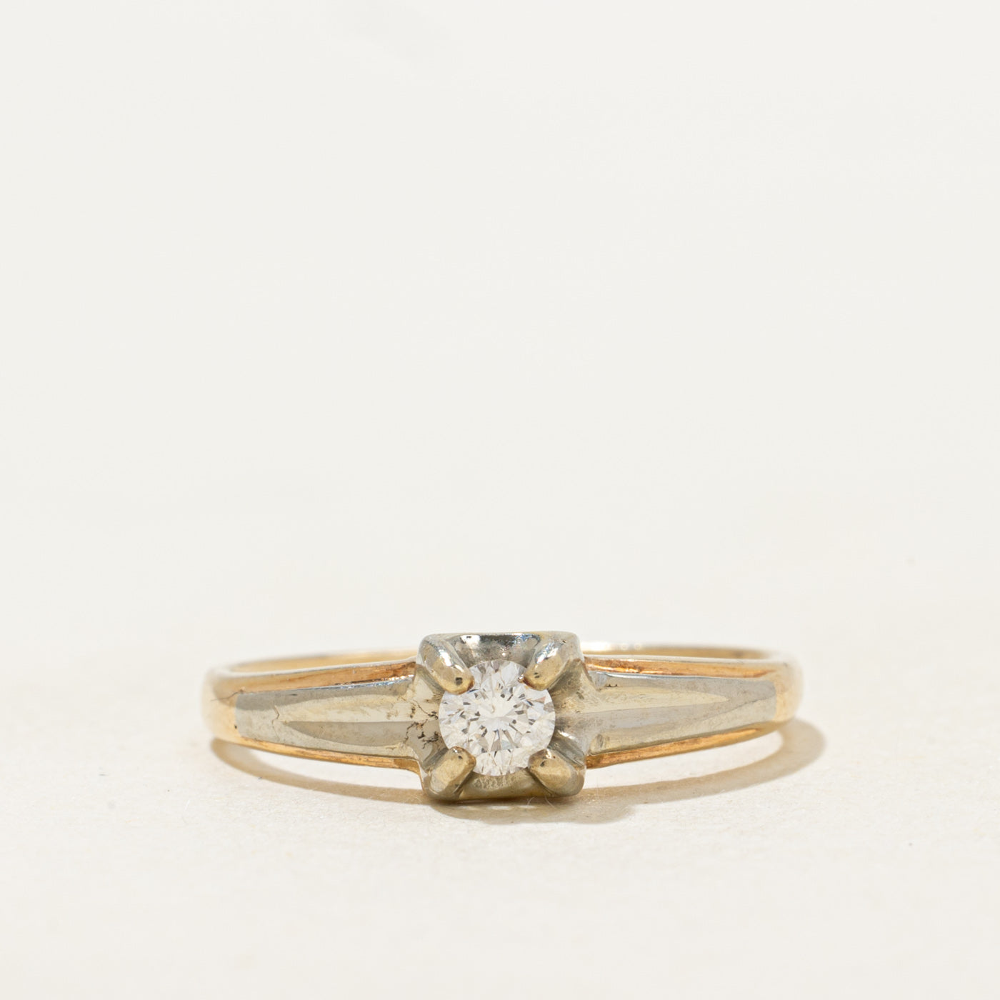 Two Tone Solitaire Diamond Ring | 0.15ct | SZ 5.75