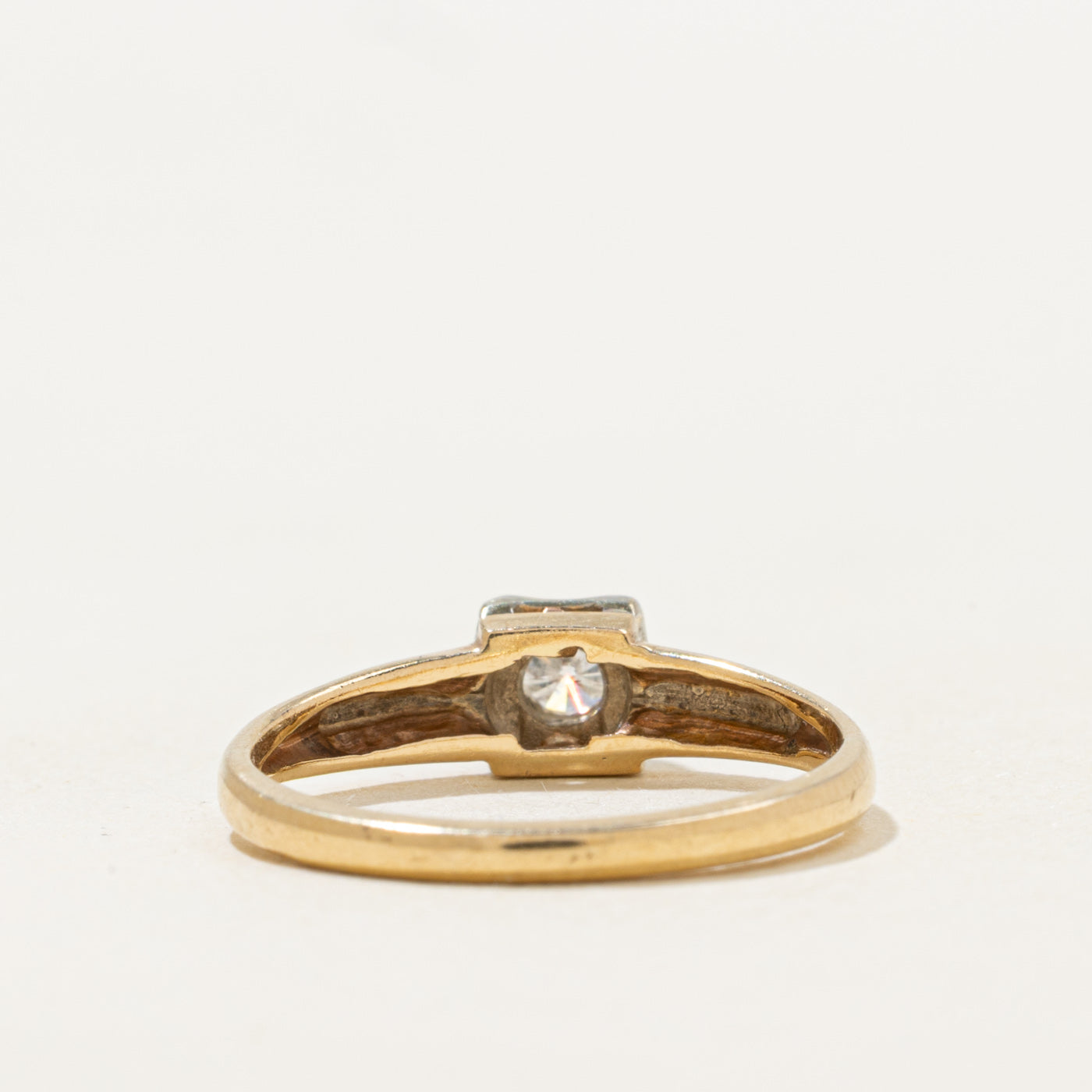 Two Tone Solitaire Diamond Ring | 0.15ct | SZ 5.75