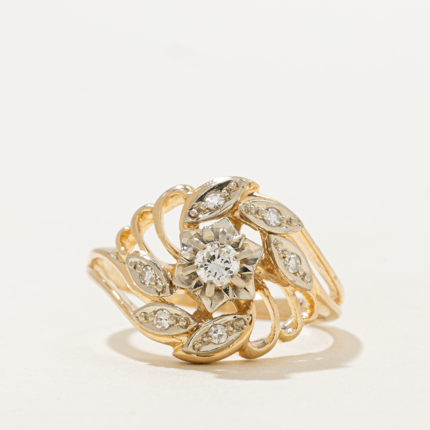 Diamond Openwork Floral Cocktail Ring | 0.30ctw | SZ 8.25