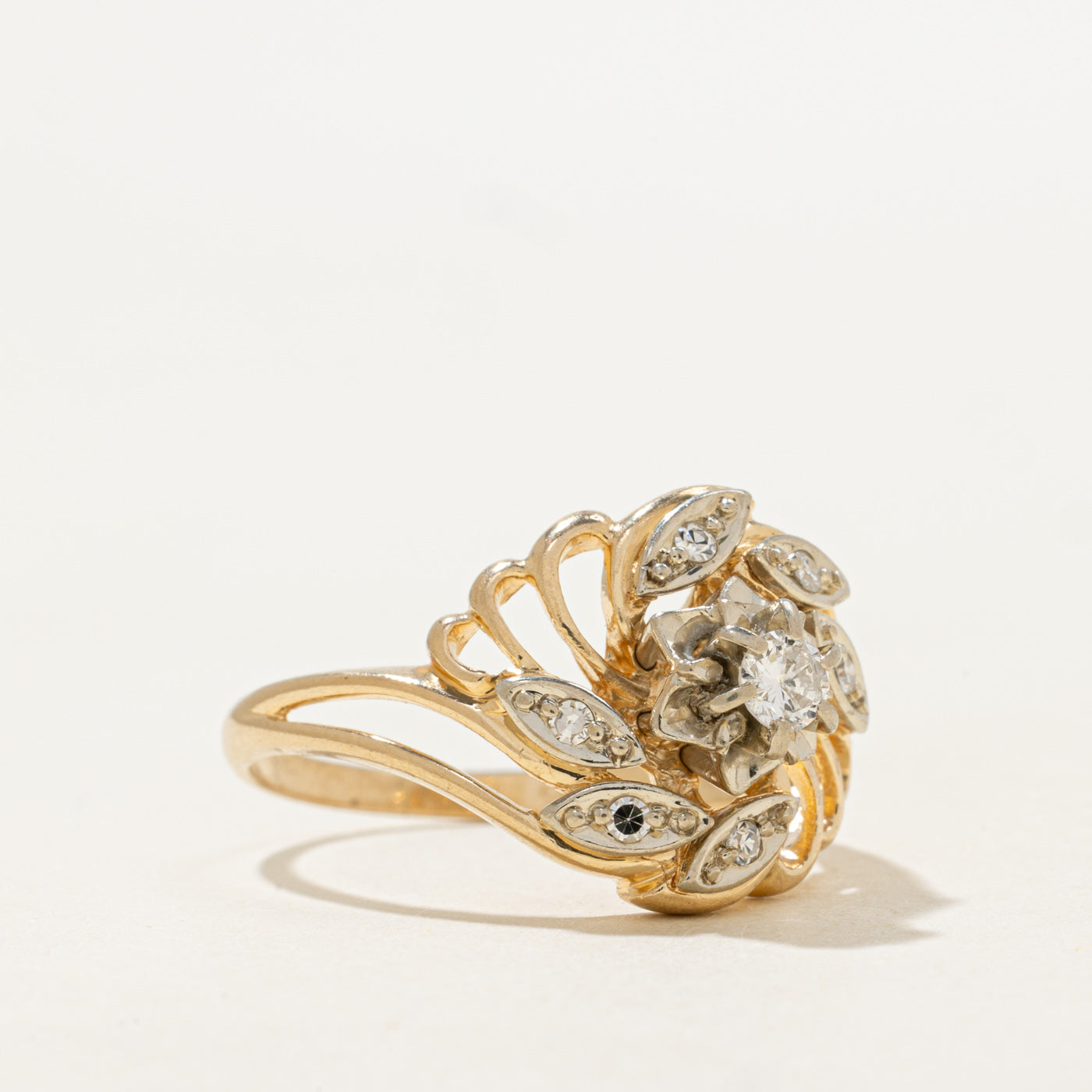 Diamond Openwork Floral Cocktail Ring | 0.30ctw | SZ 8.25