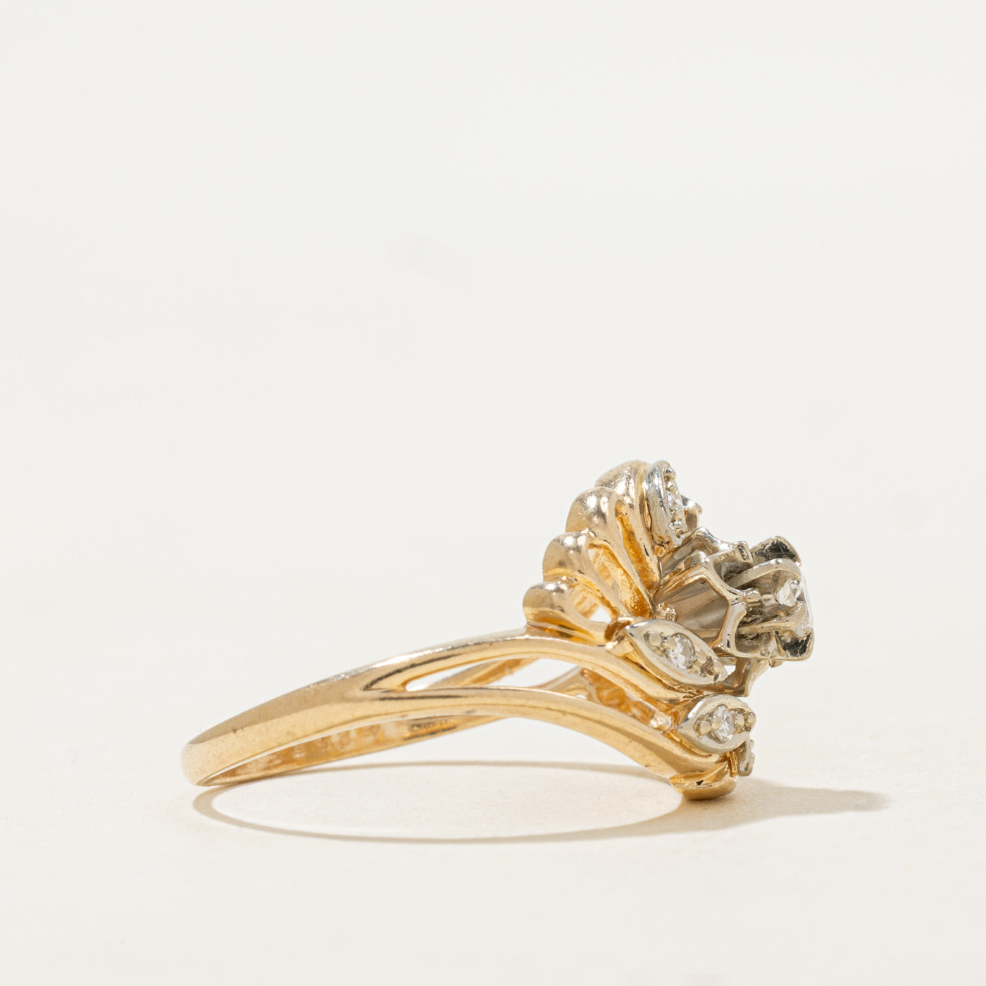 Diamond Openwork Floral Cocktail Ring | 0.30ctw | SZ 8.25