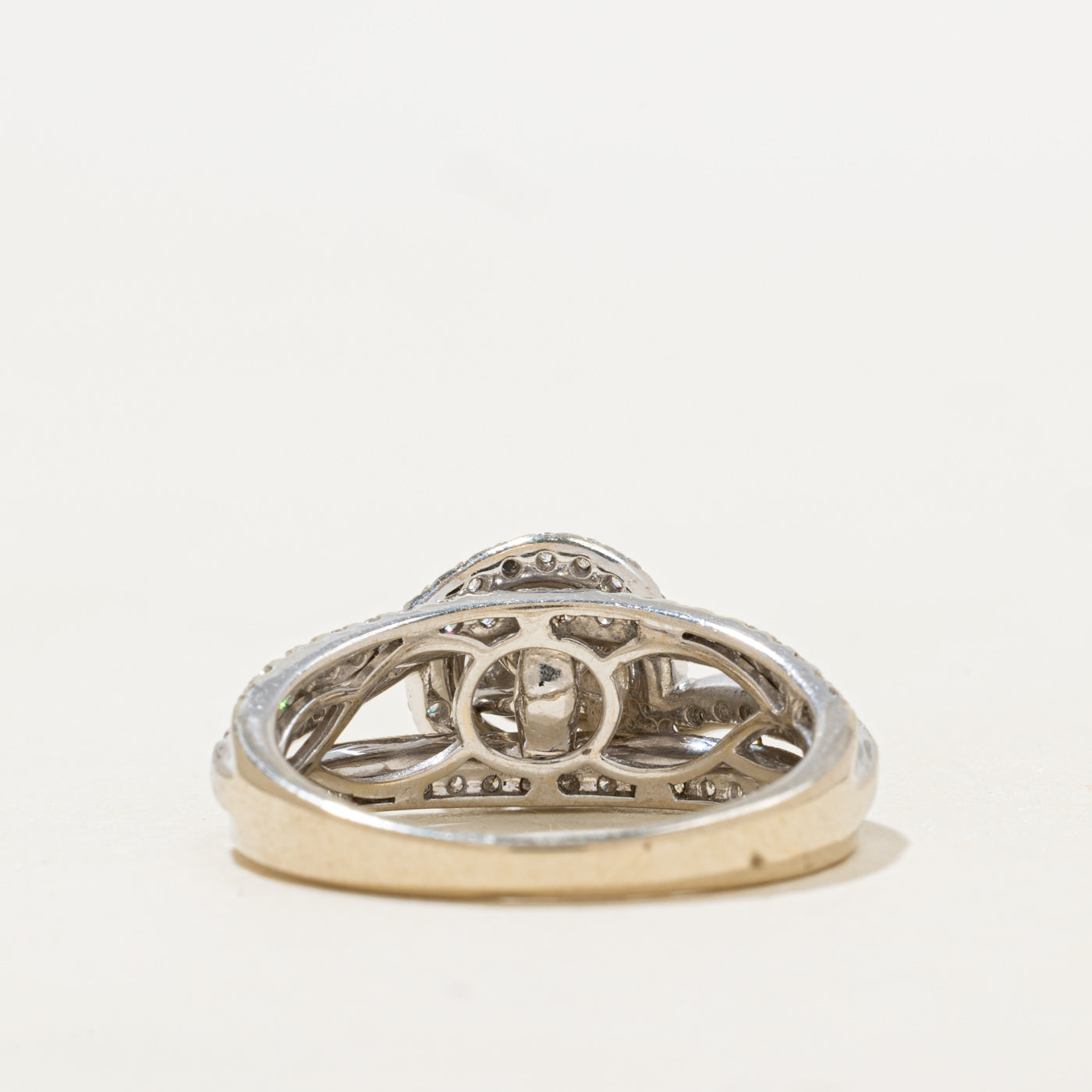 Diamond Halo Openwork Bypass Ring | 1.02ctw | SZ 7.75