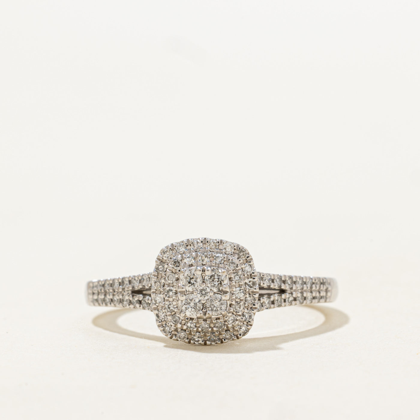 White Gold Diamond Cluster Halo Ring | 0.30ctw | SZ 7.5