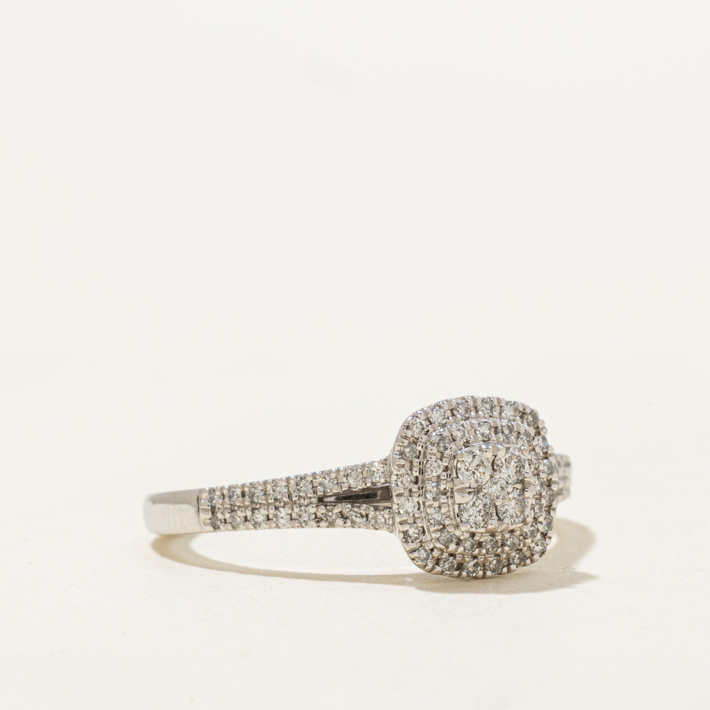 White Gold Diamond Cluster Halo Ring | 0.30ctw | SZ 7.5