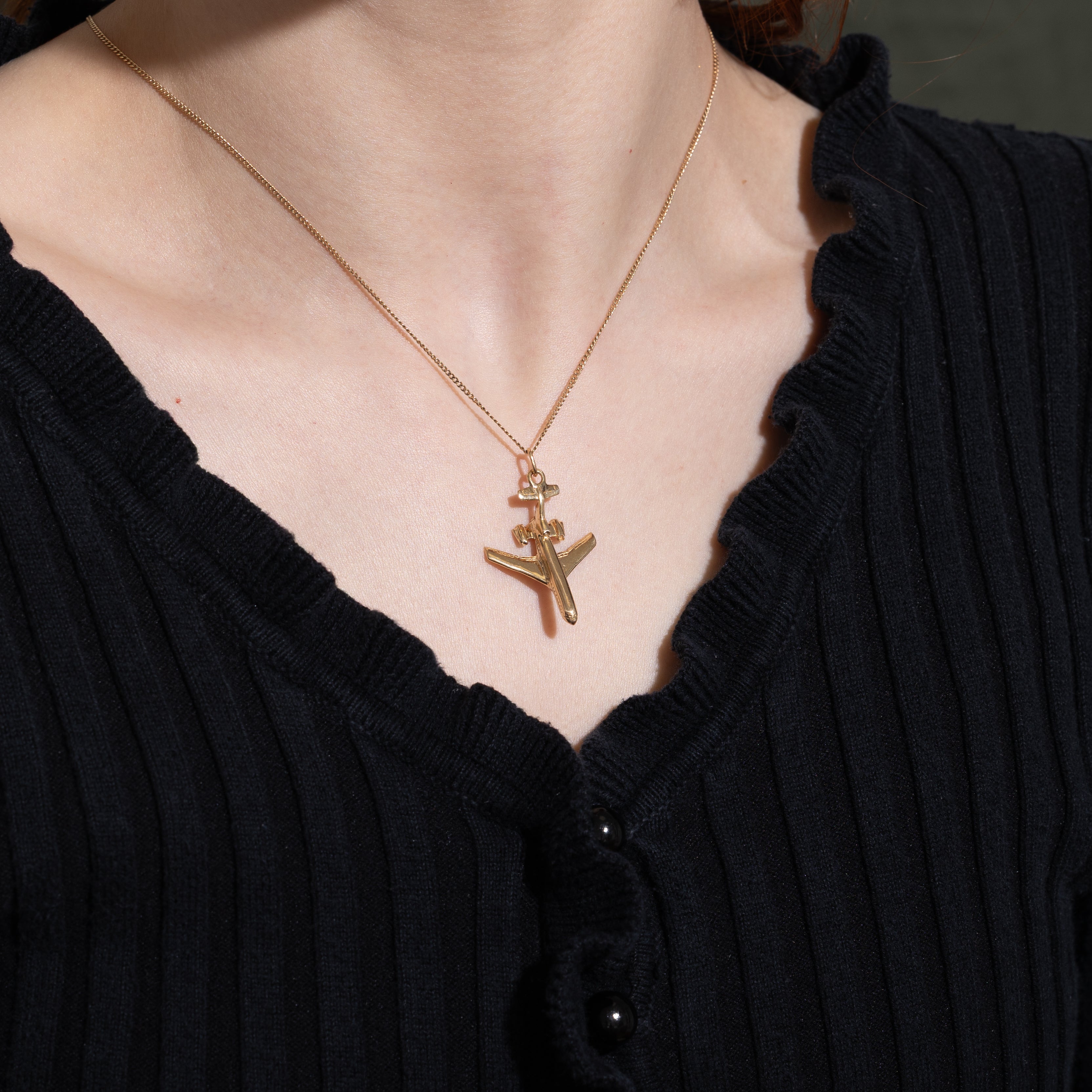 14k Yellow Gold Airplane Charm