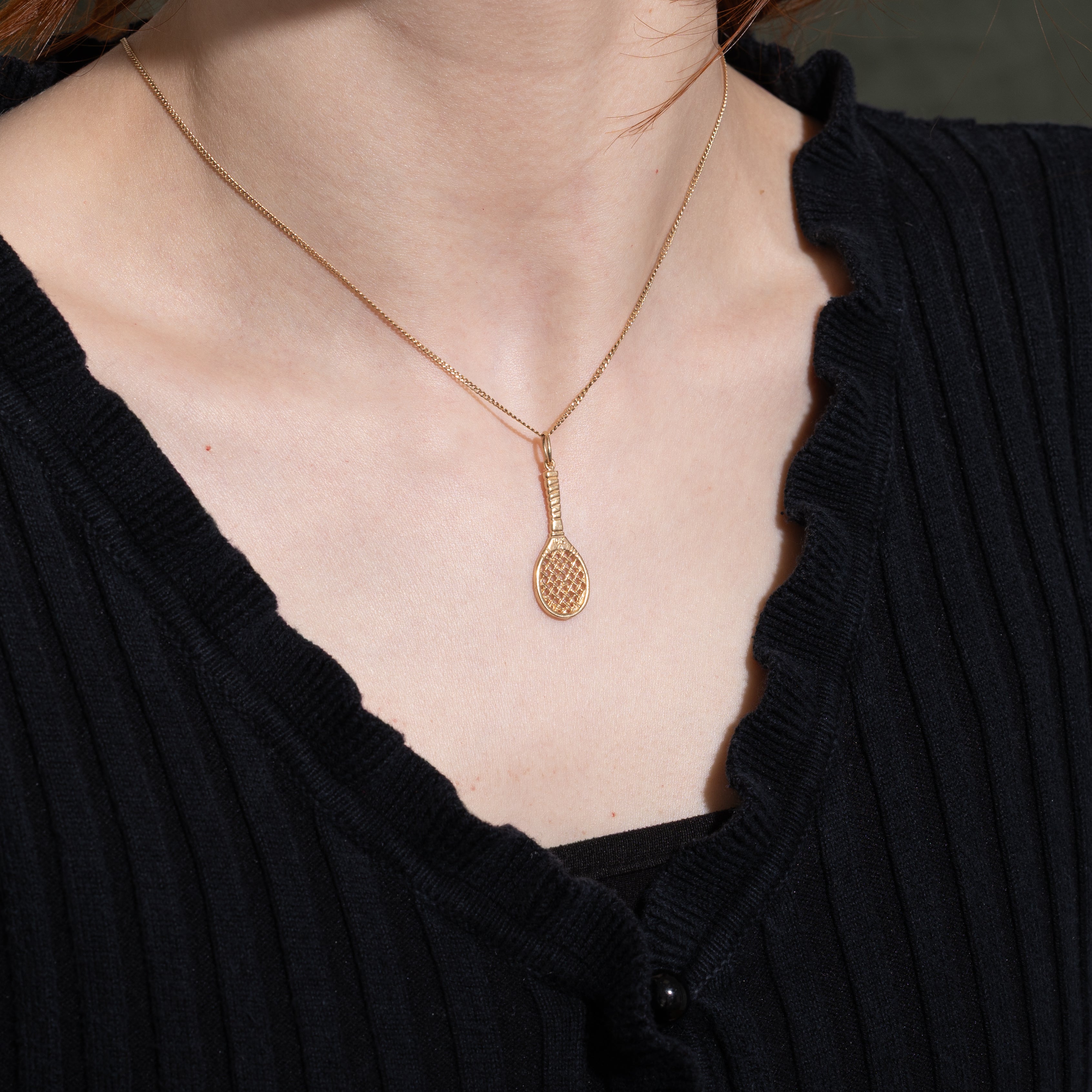 10k Yellow Gold Tennis Racket Charm