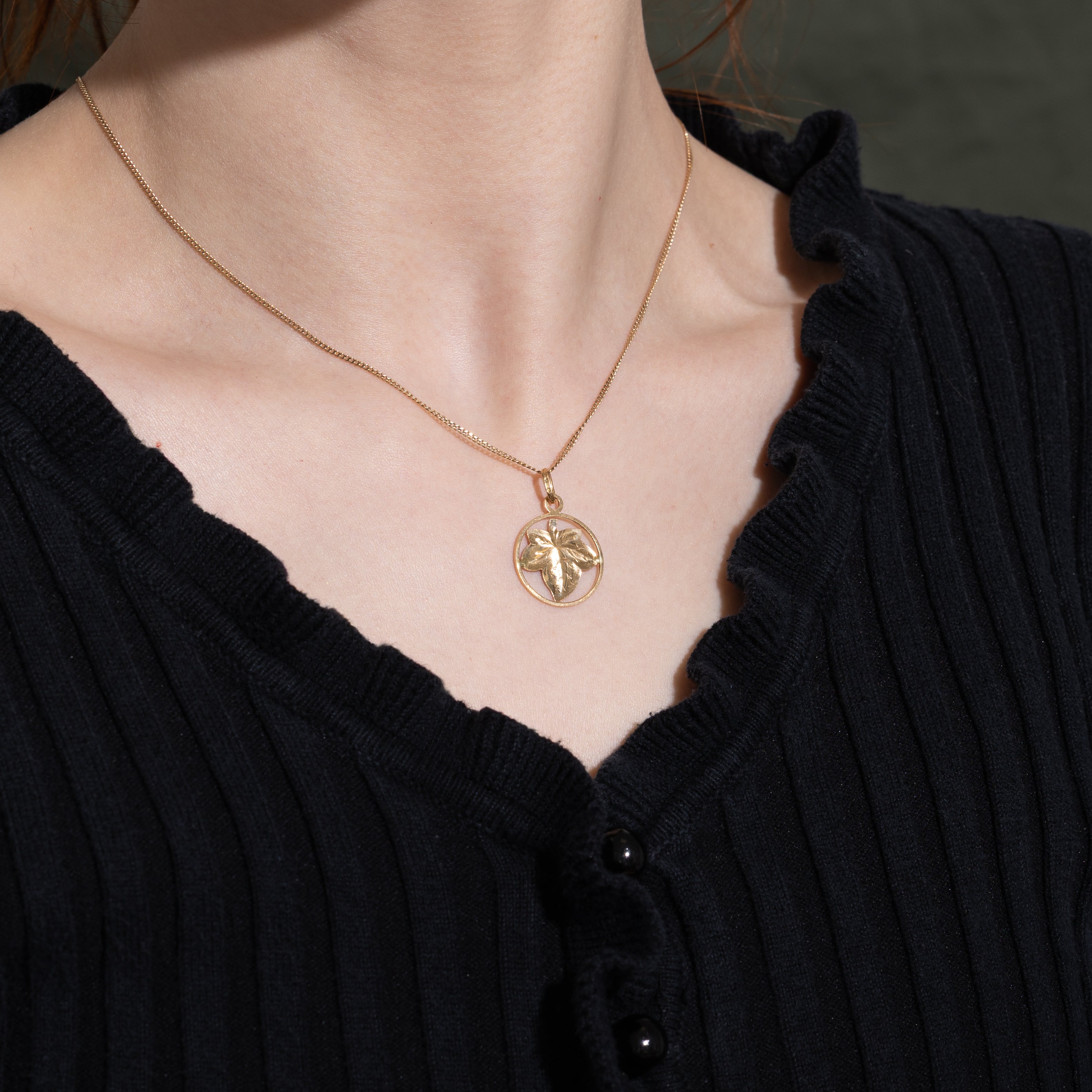 Italian 18k Yellow Gold Maple Leaf Pendant