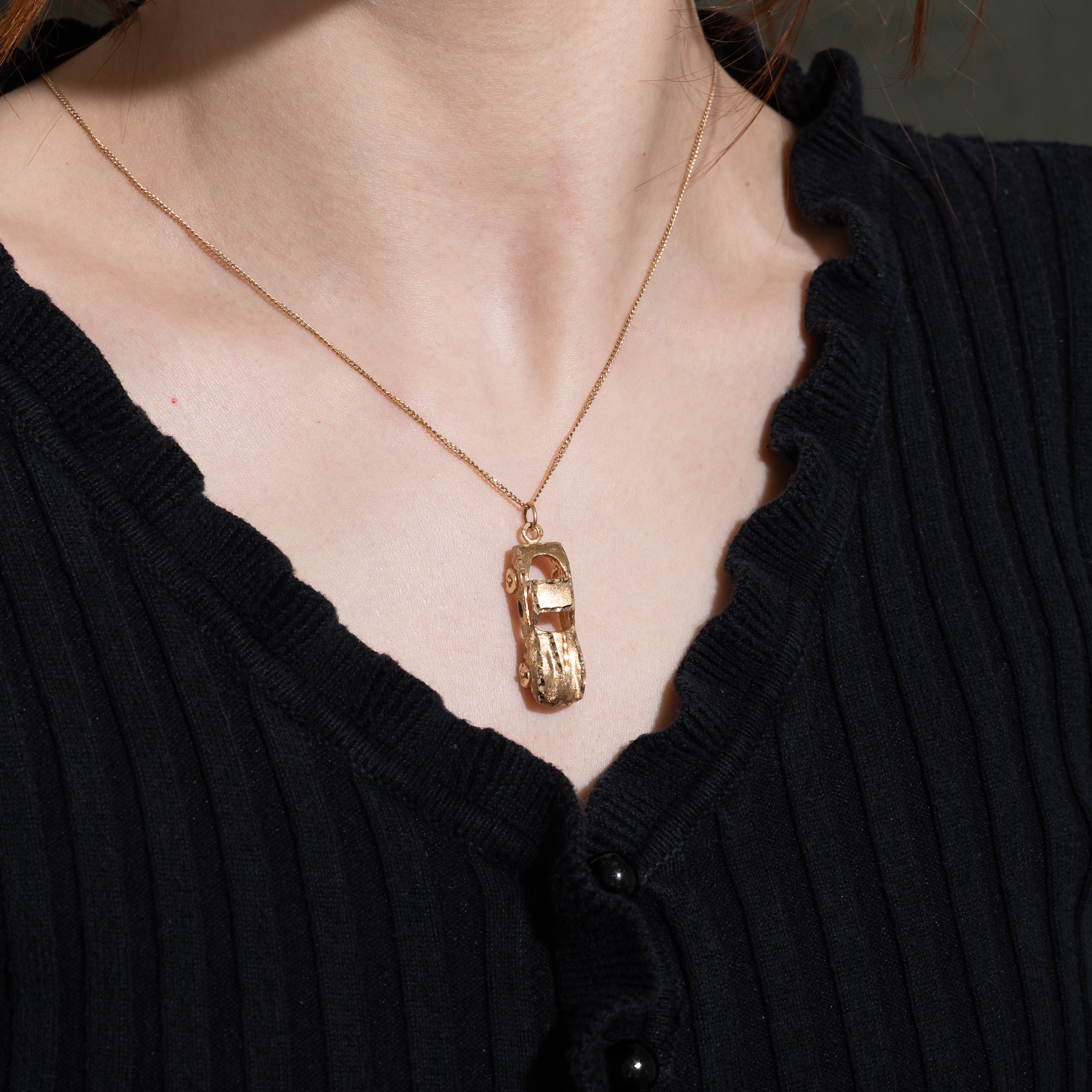 14k Yellow Gold Racecar Charm