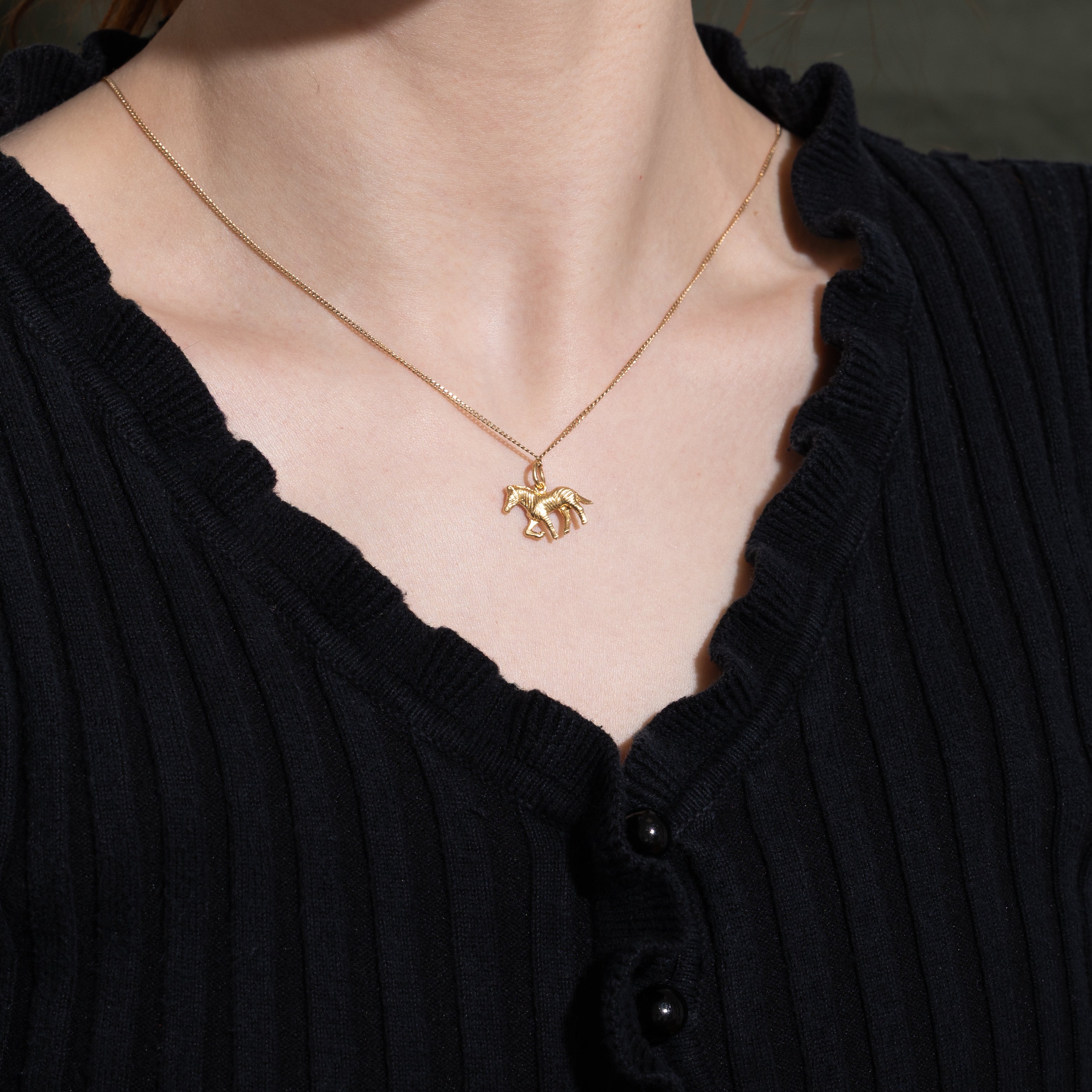 18k Yellow Gold Zebra Charm