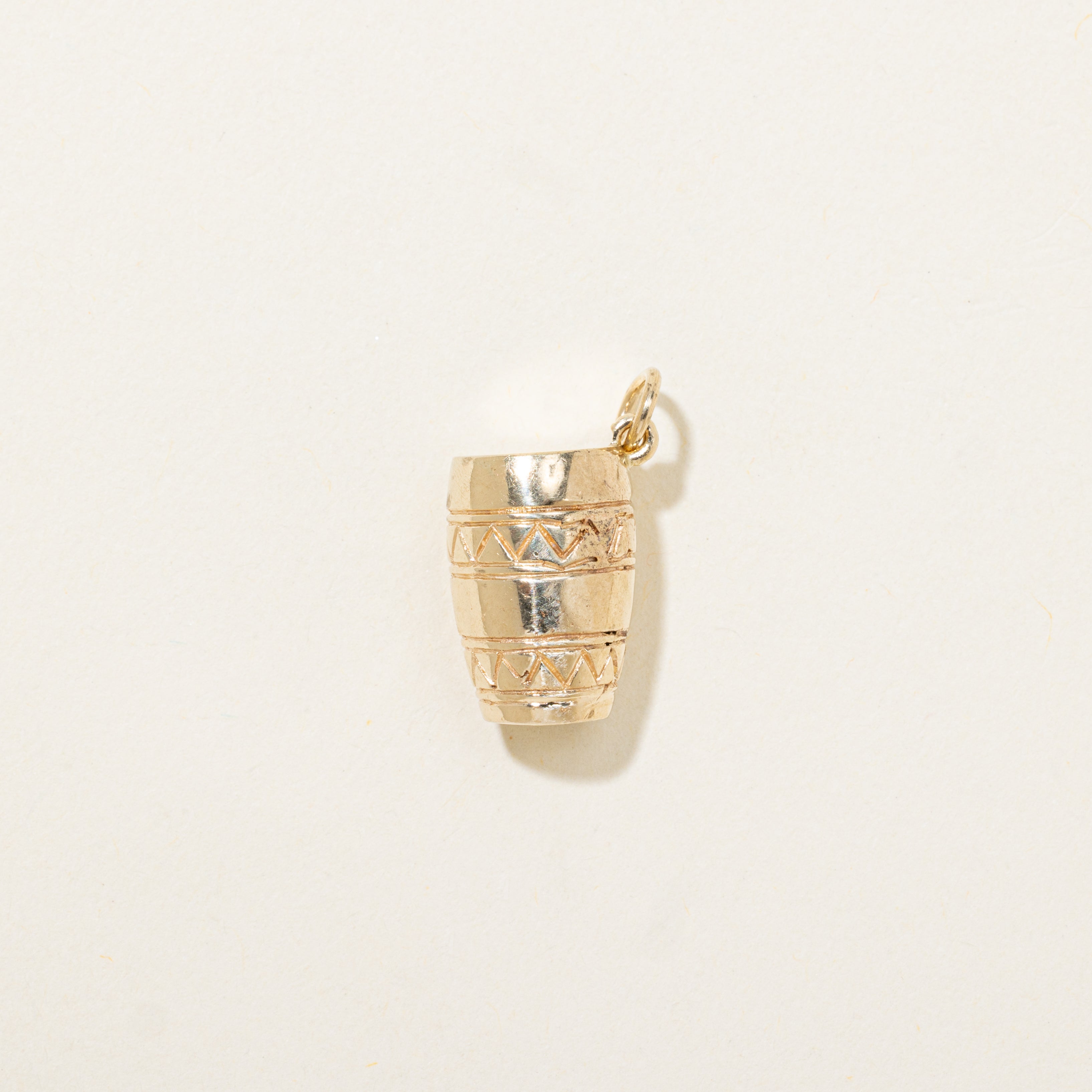 10k Yellow Gold Wooden Drum Charm