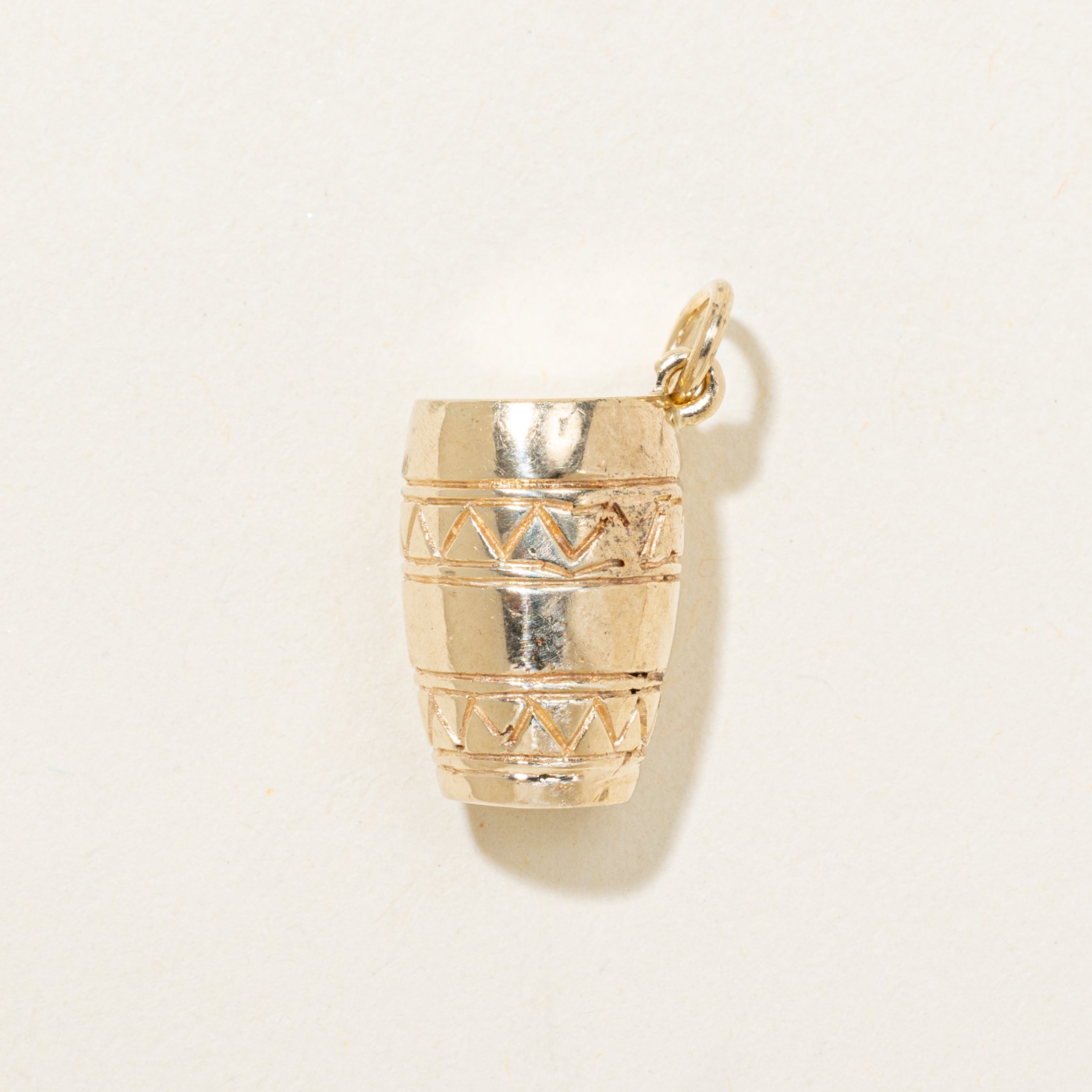 10k Yellow Gold Wooden Drum Charm