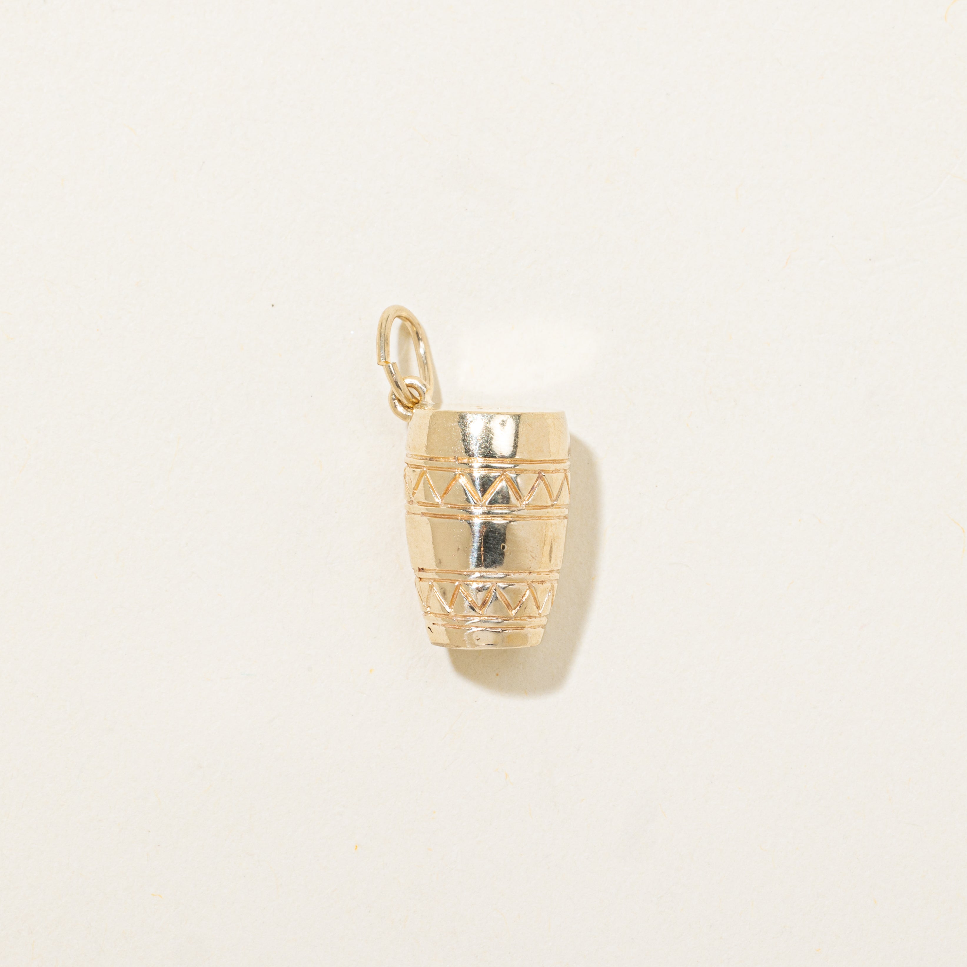 10k Yellow Gold Wooden Drum Charm