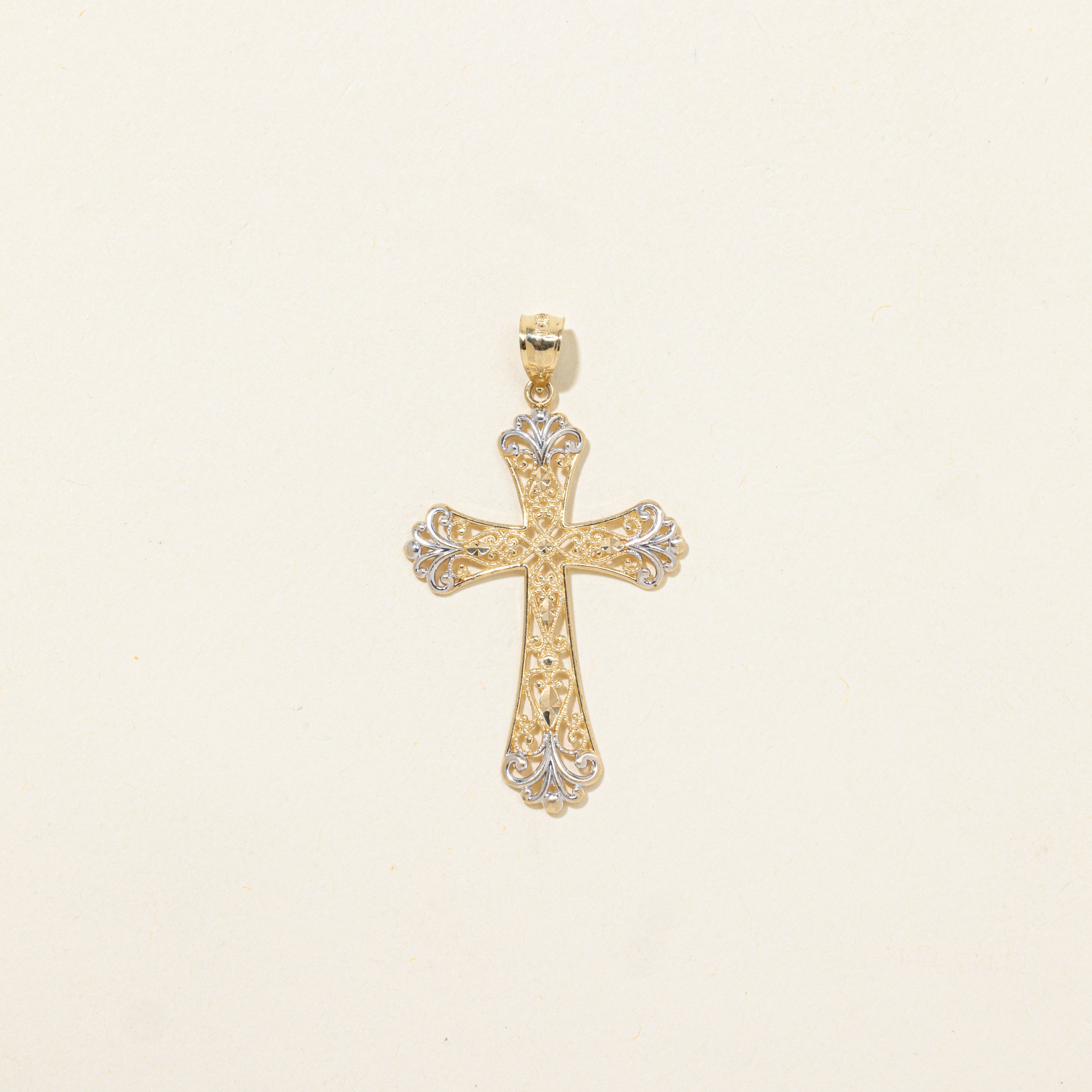 10k Yellow Gold Ornate Cross Pendant