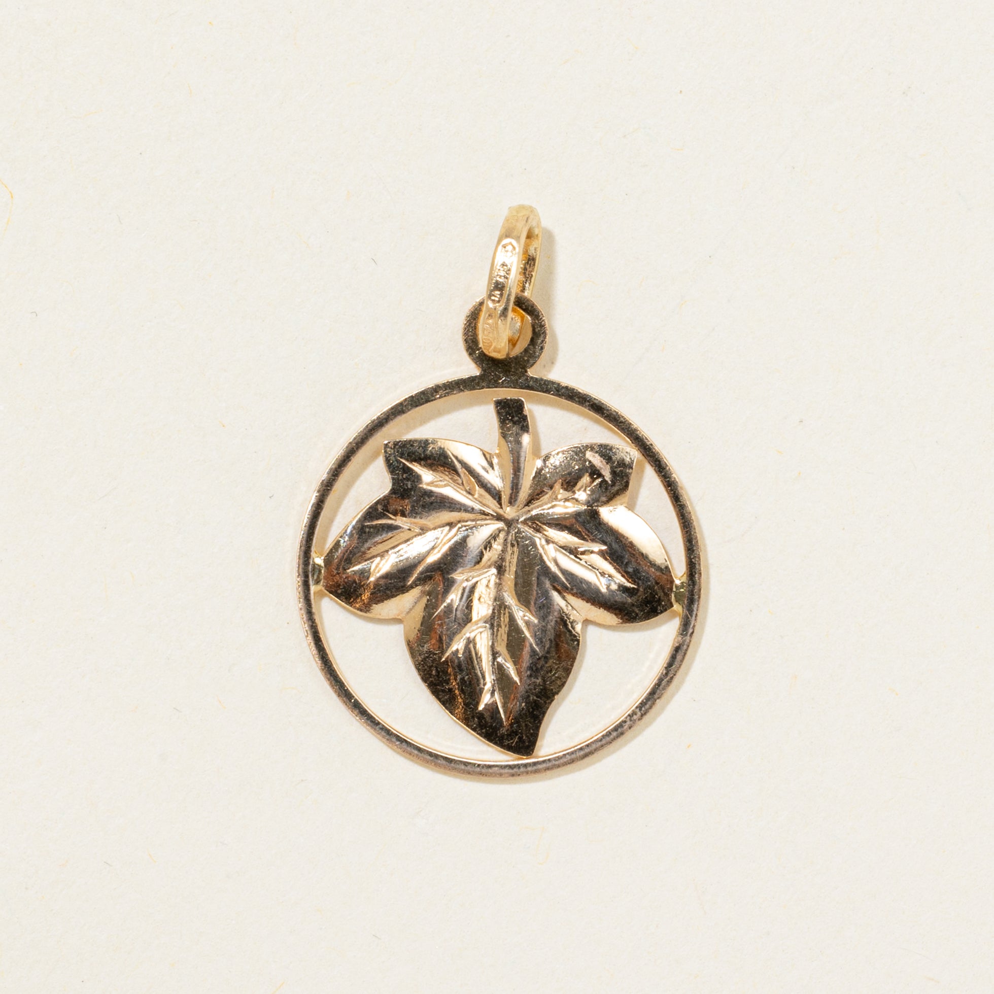 Italian 18k Yellow Gold Maple Leaf Pendant