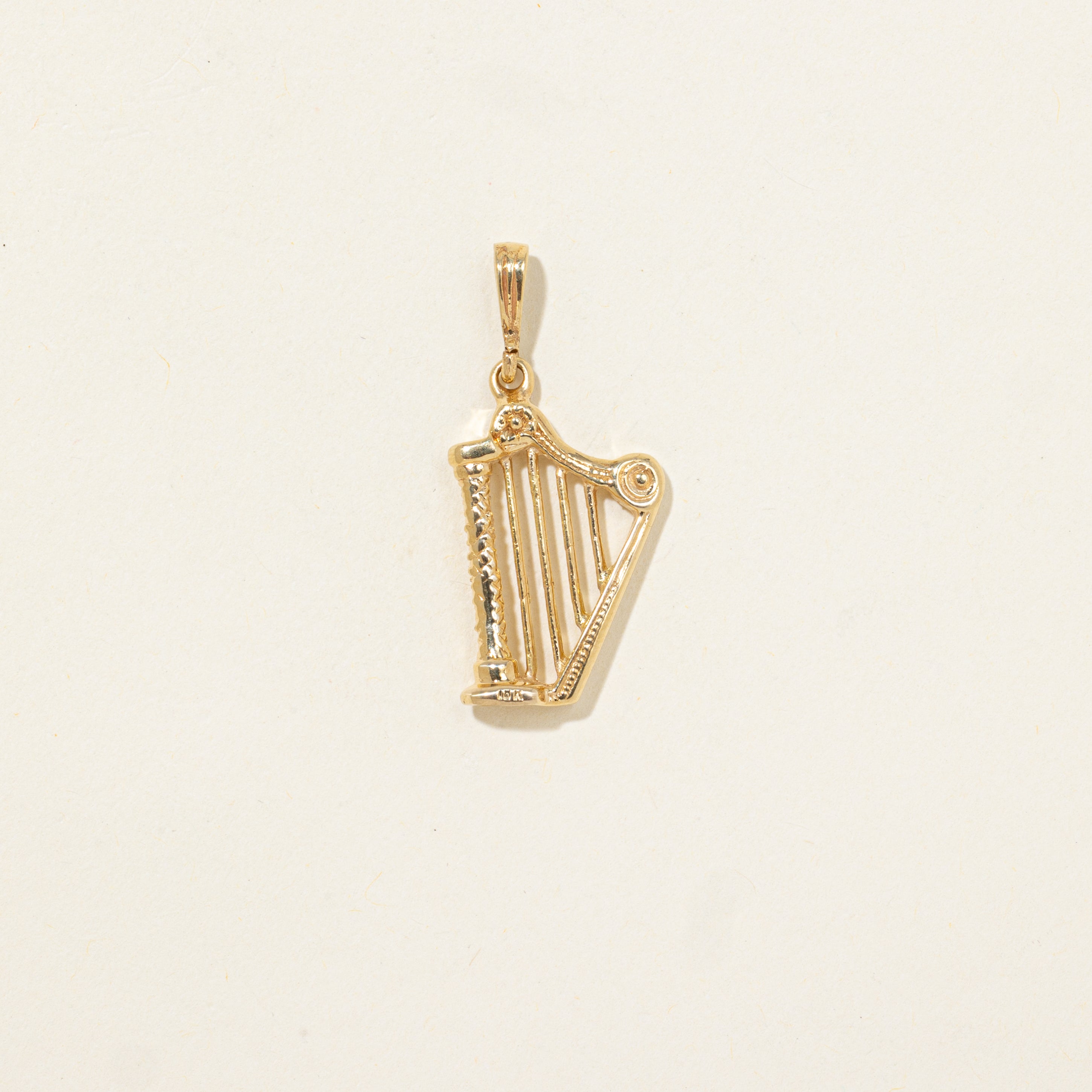 10k Yellow Gold Harp Pendant