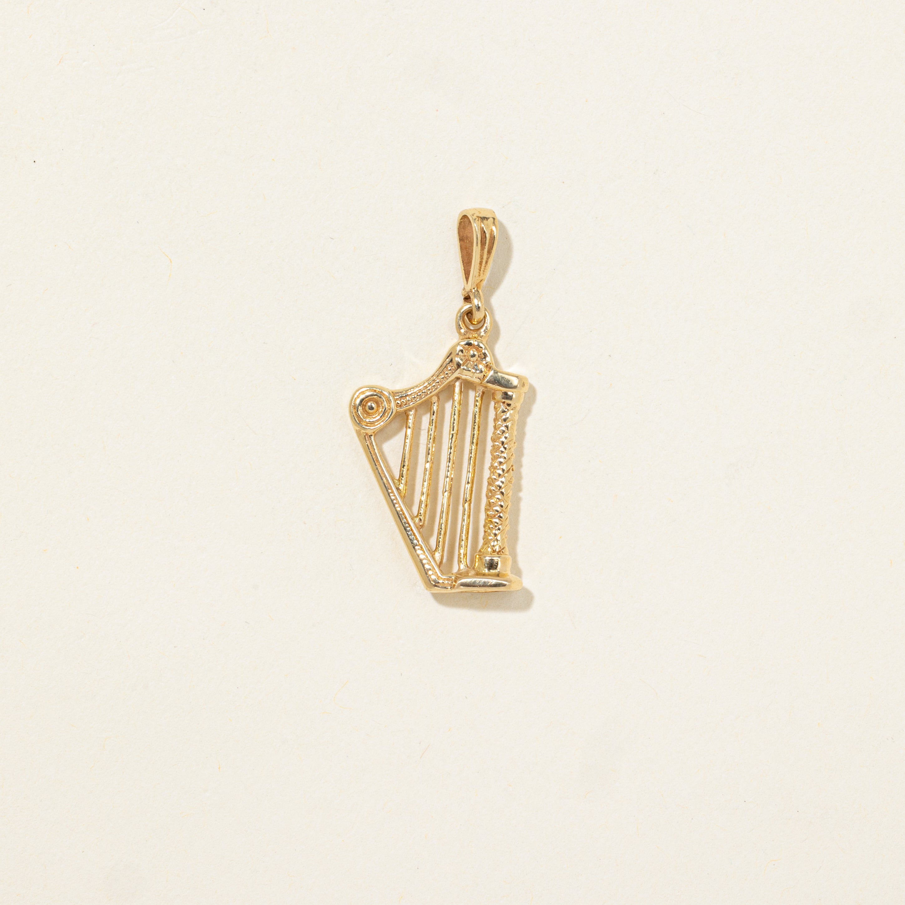 10k Yellow Gold Harp Pendant