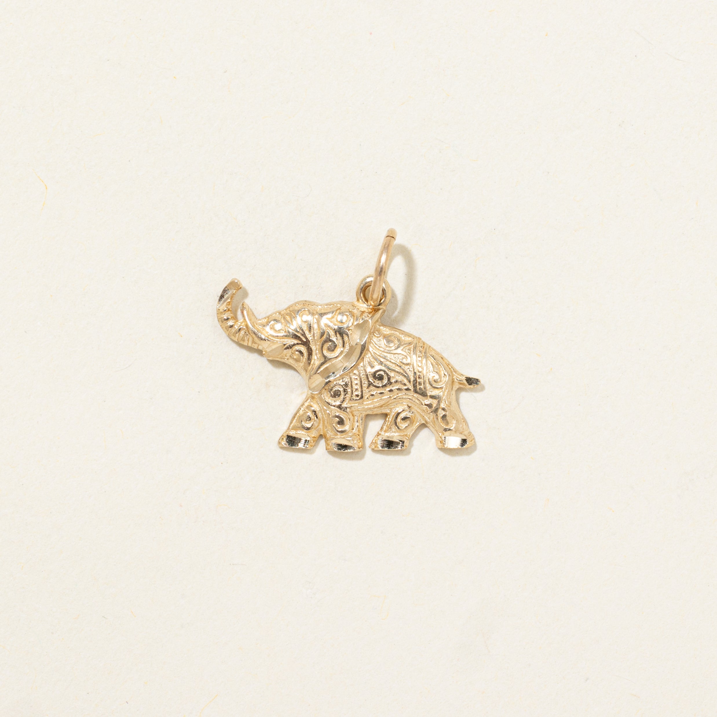 10k Yellow Gold Detailed Elephant Charm