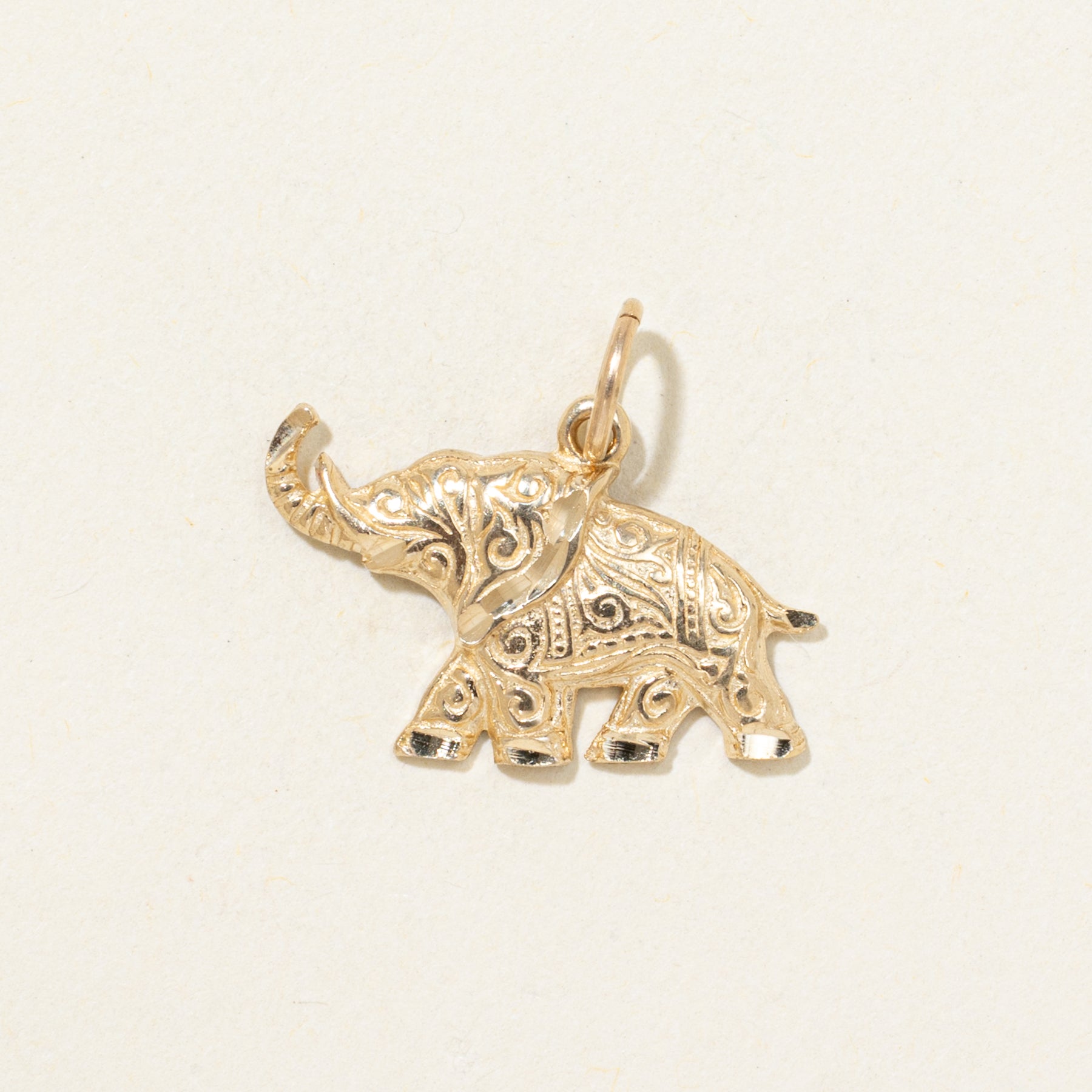 10k Yellow Gold Detailed Elephant Charm