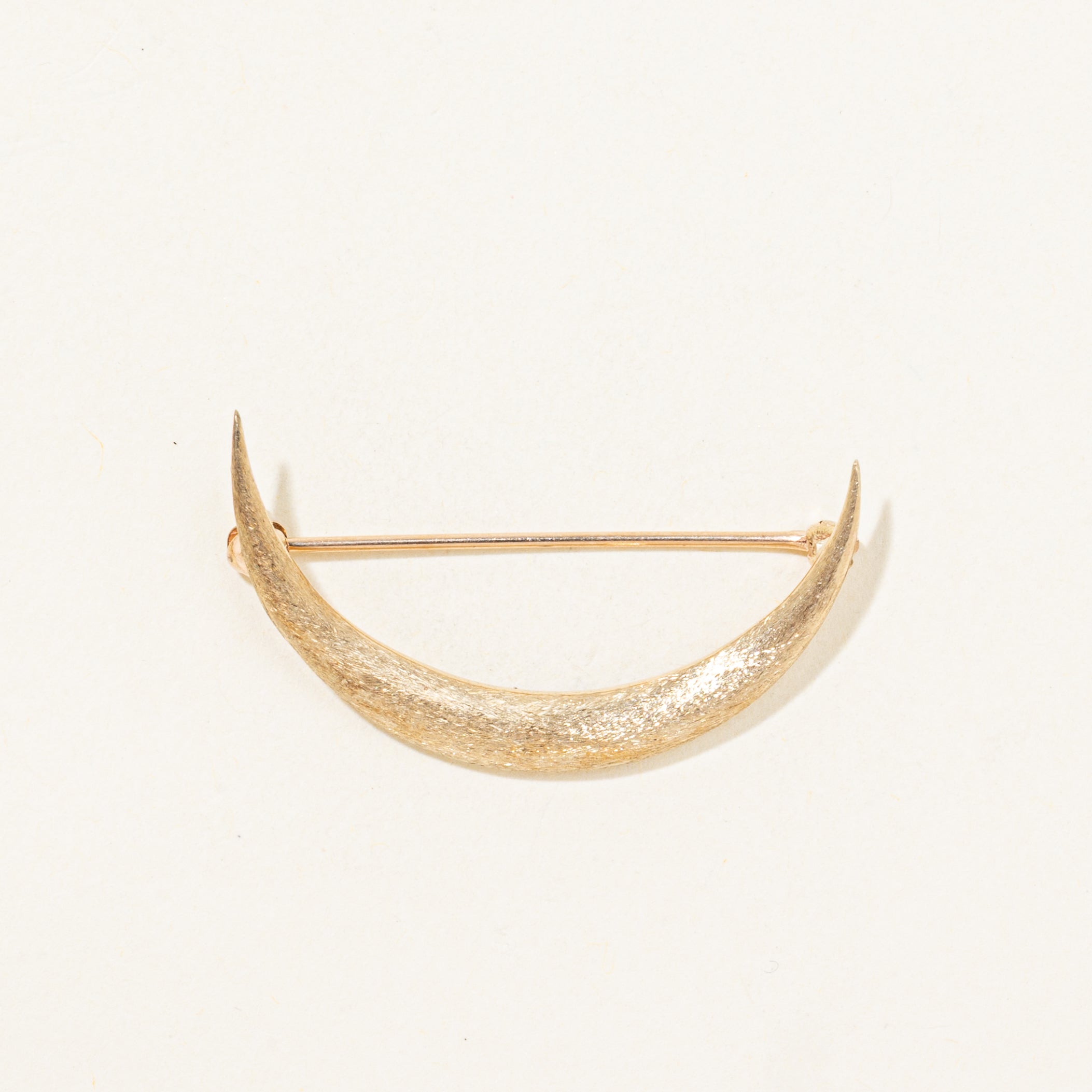 14k Yellow Gold Crescent Moon Brooch