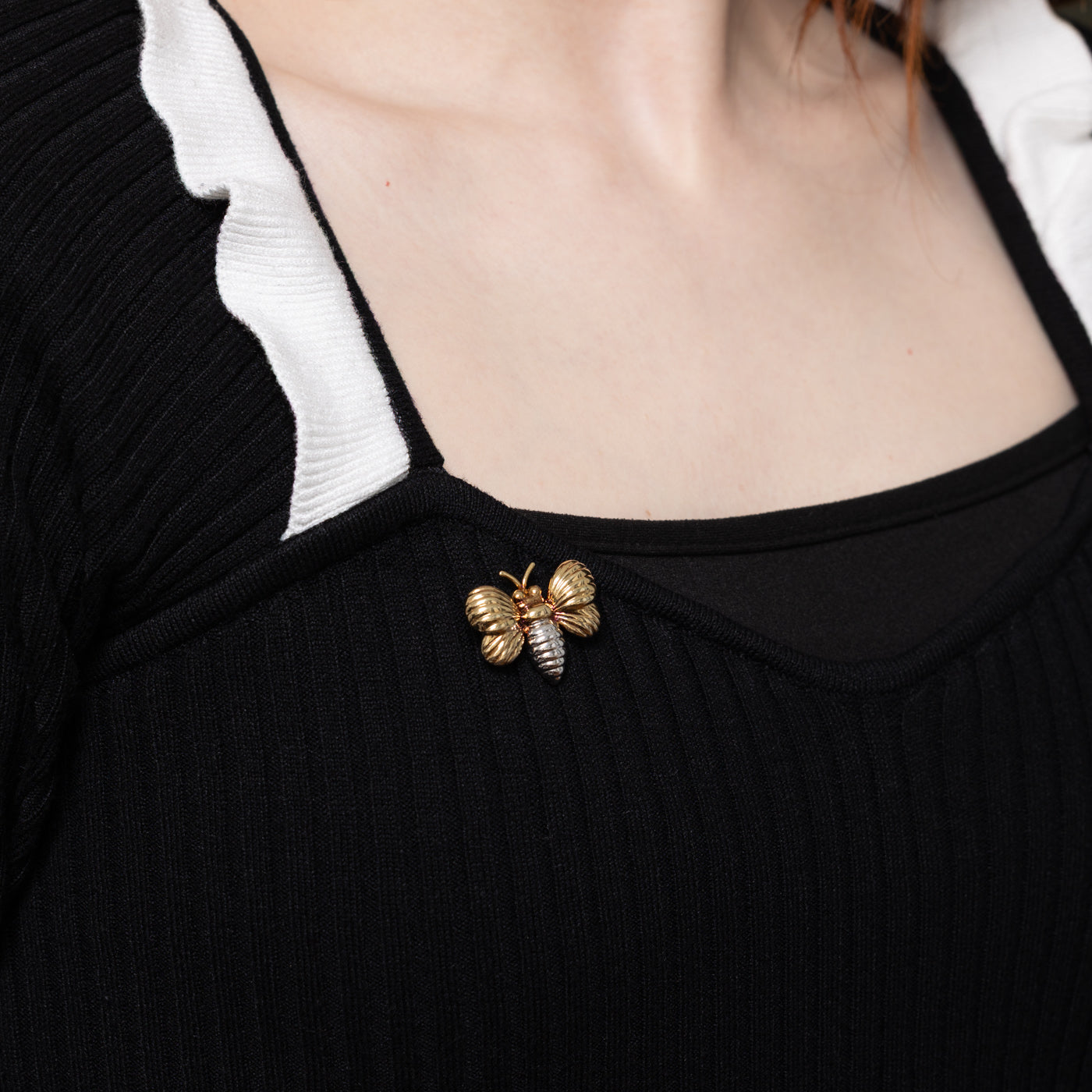 14K Two Tone Gold Bee Brooch