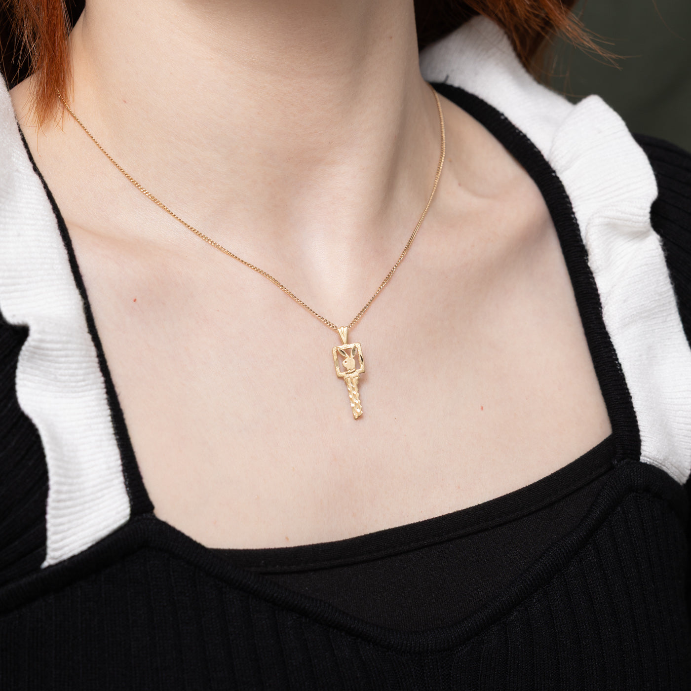 Pendentif clé Playboy Bunny en or 14 carats